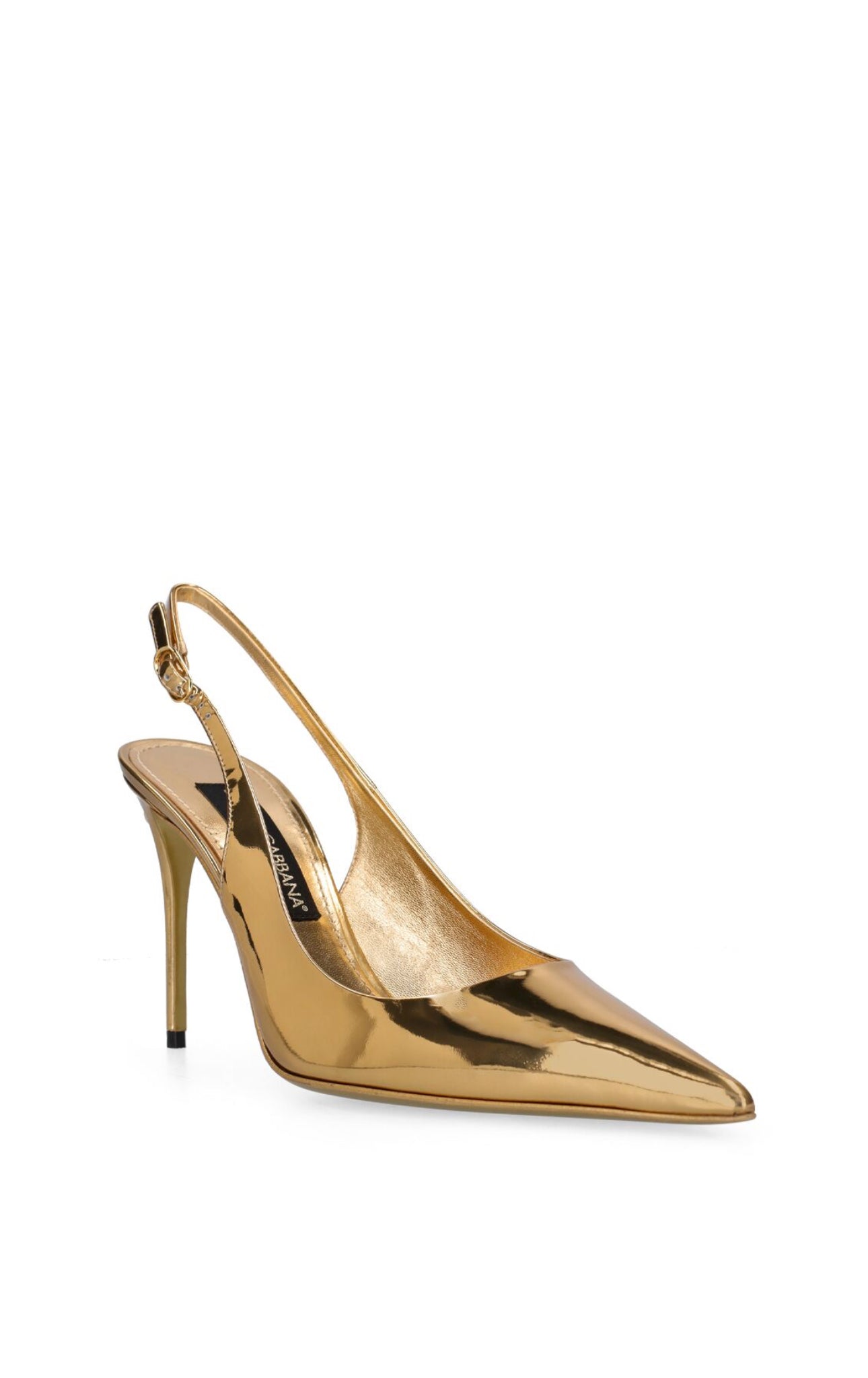 Dolce&Gabbana 90mm Lollo Laminated Leather Slingbacks