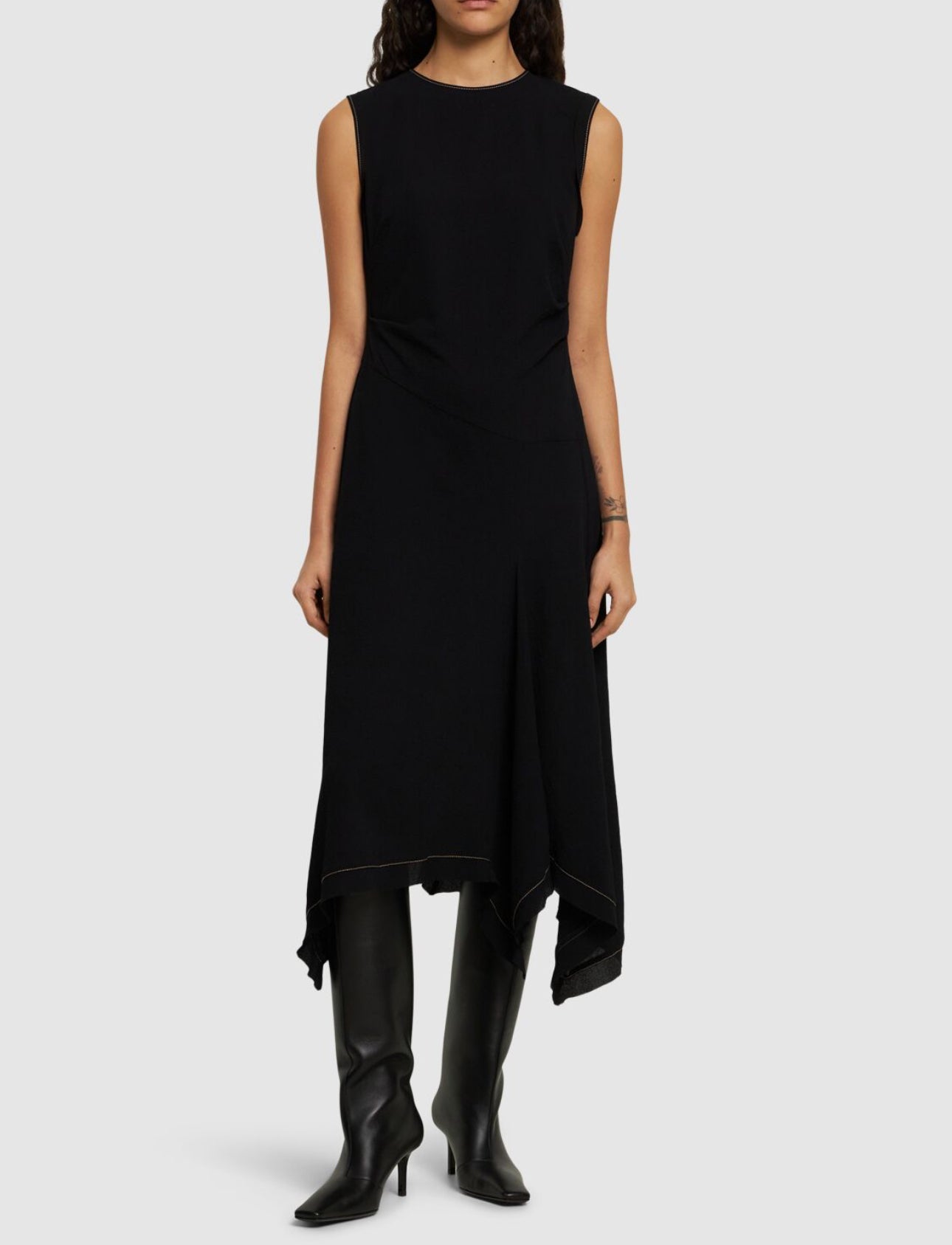 Acne Studios Crepe Gauze Sleeveless Midi Dress