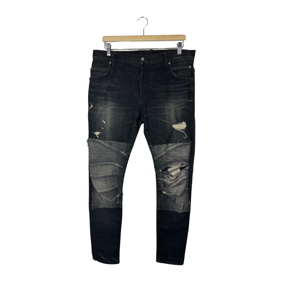 Balmain Distressed Patchwork Slim Fit Jeans