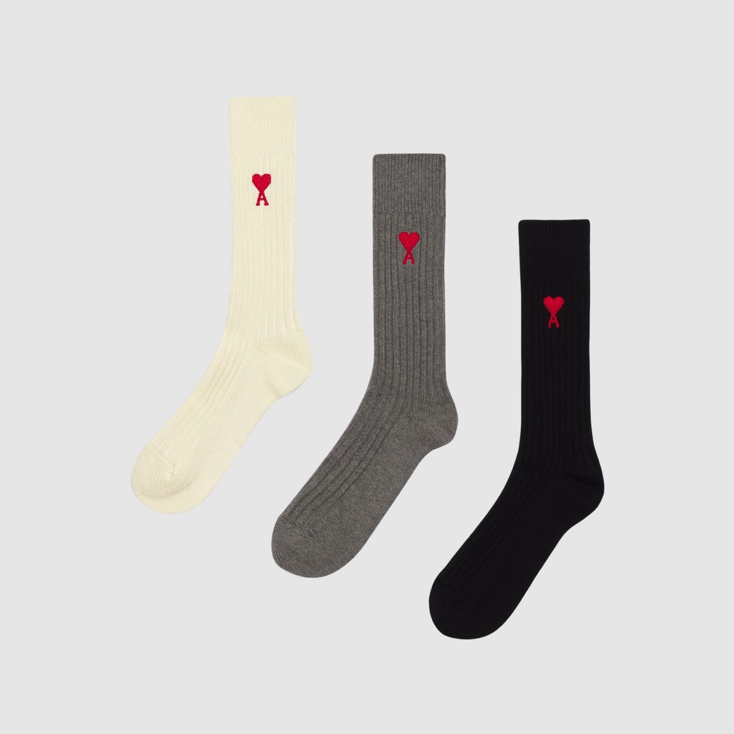 Ami Paris Three Pack ADC Cotton Blend Socks