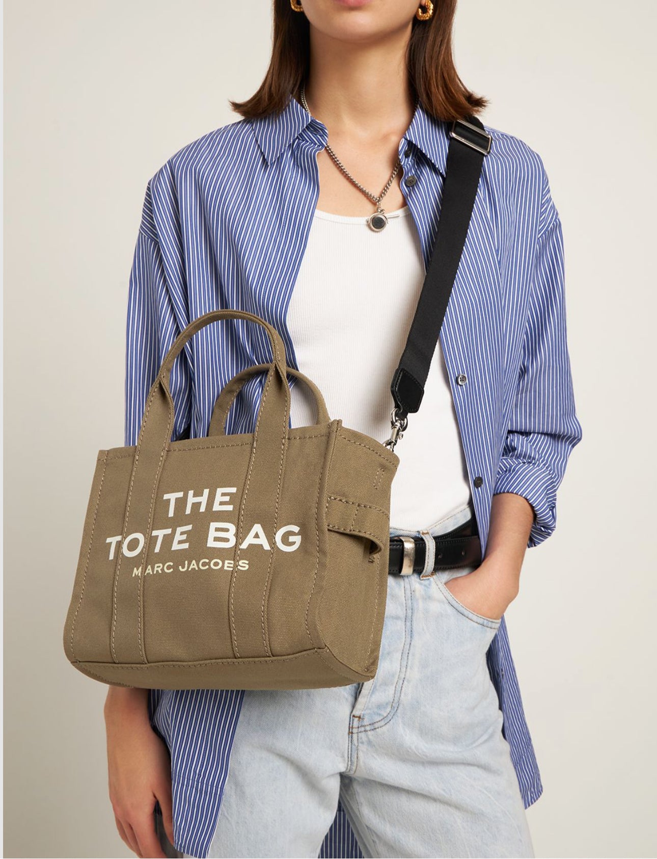 The Marc Jacobs The Small Cotton Canvas Slate Green Tote Bag