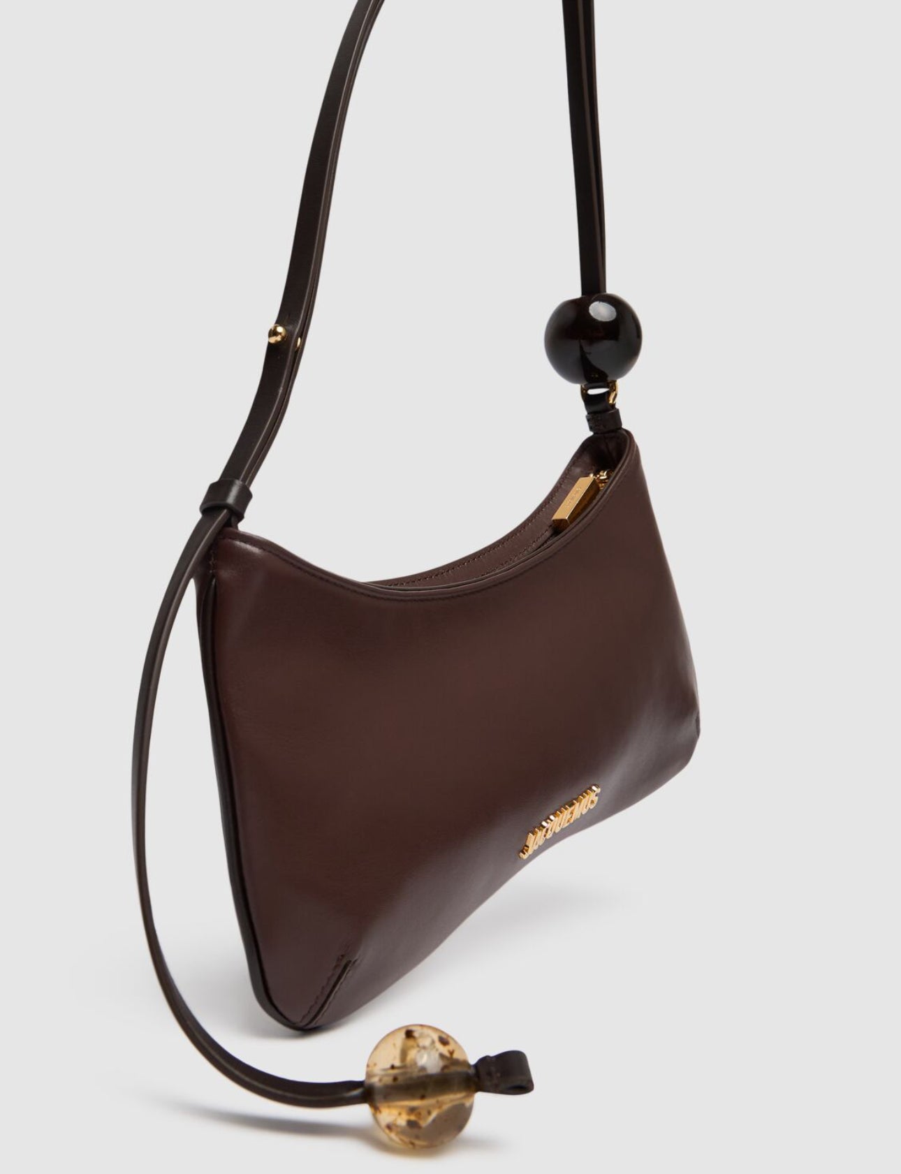 Jacquemus Le Bisou Perle Leather Shoulder Bag Brown