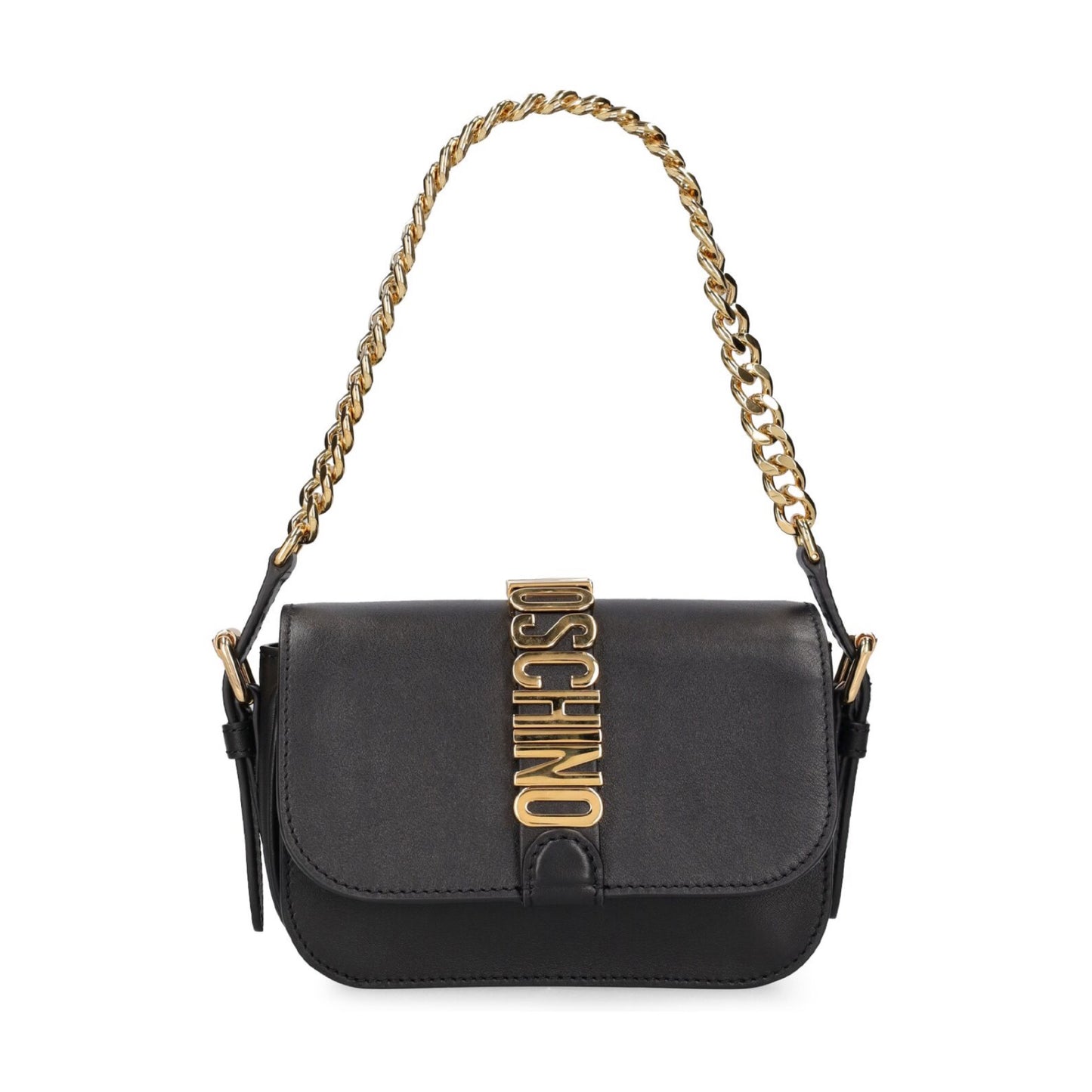 Moschino Logo Leather Shoulder Bag