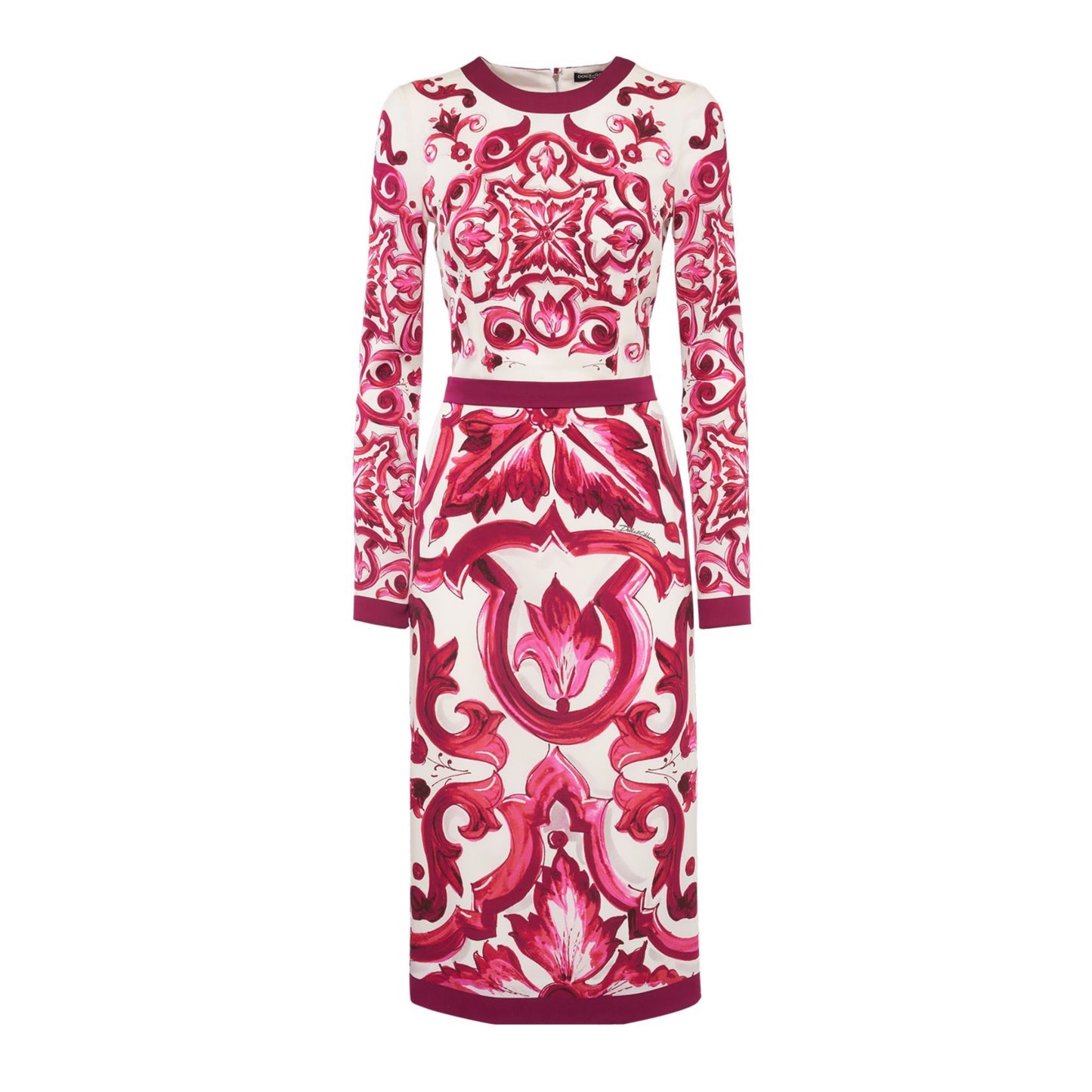 Dolce&Gabbana Maiolica Print Silk Midi Dress