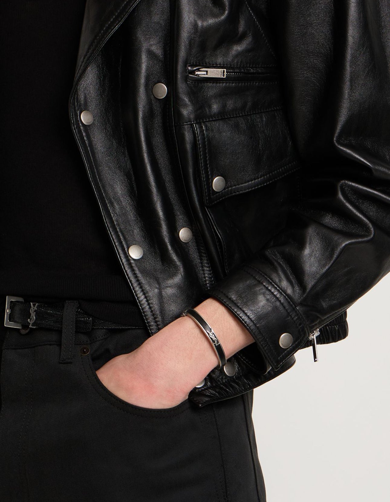 Saint Laurent Monogram Leather Bracelet