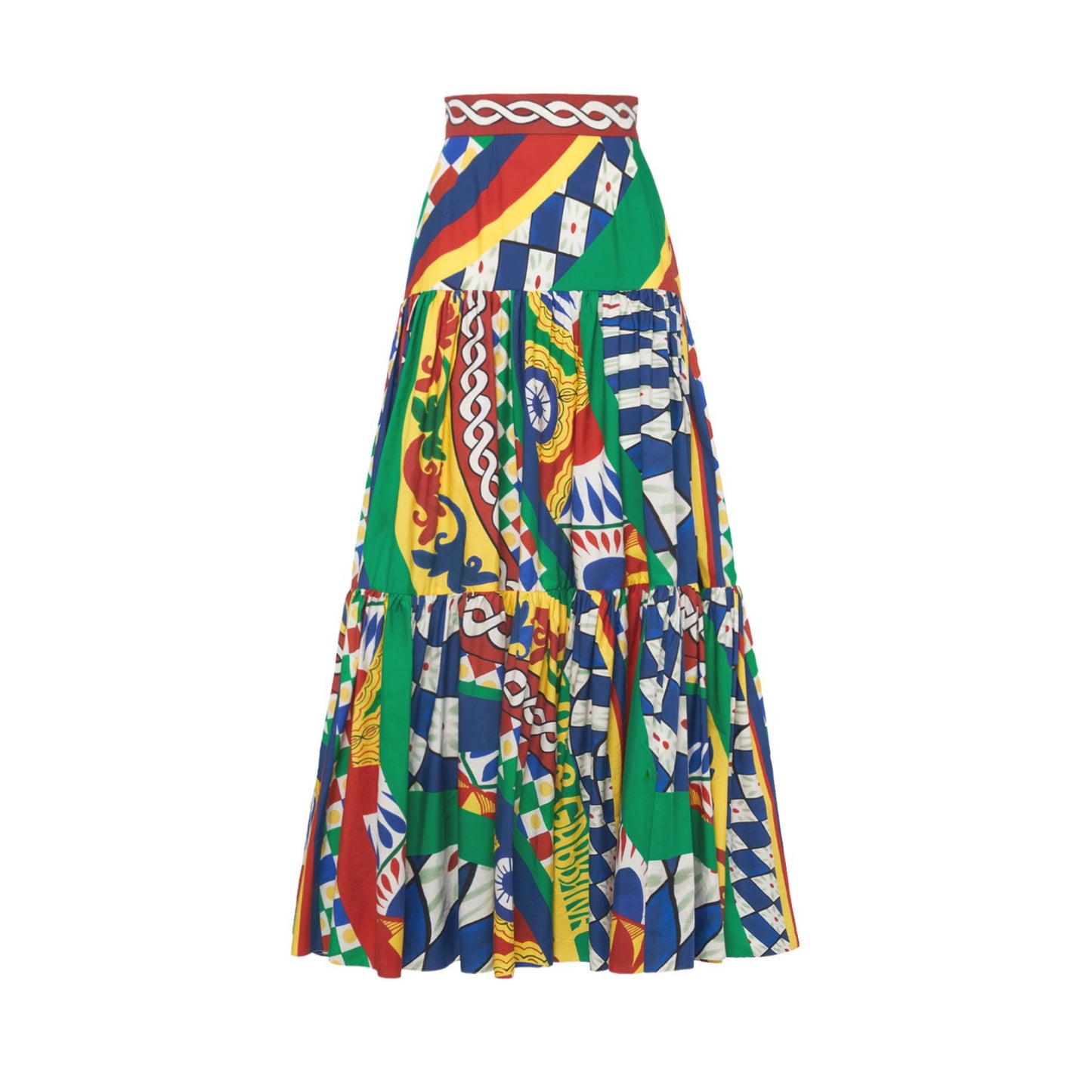 Dolce&Gabbana Carretto Print Cotton Poplin Long Skirt