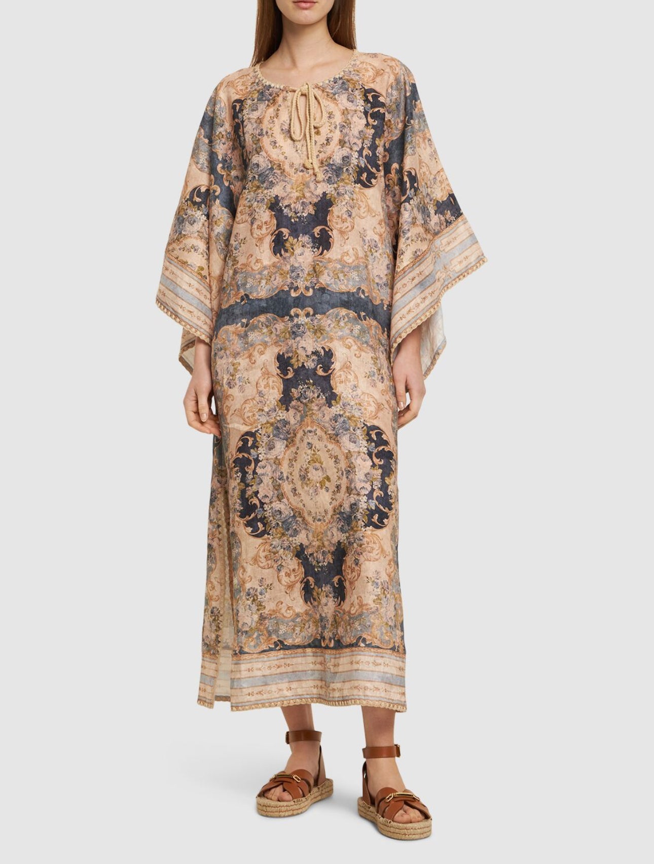 Zimmermann August Linen Midi Kaftan Dress