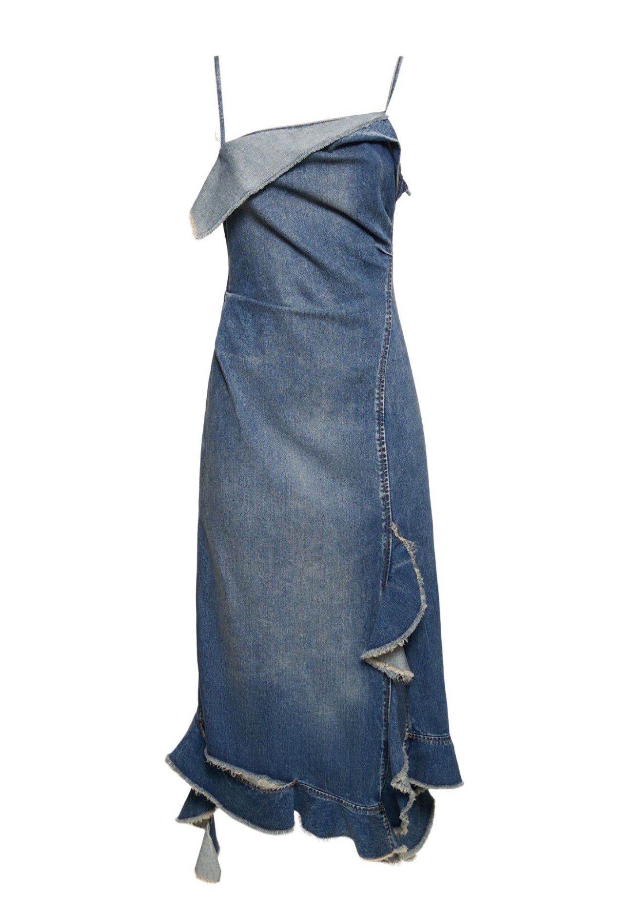 Acne Studios Ruffled Denim Self-Tie Midi Dress