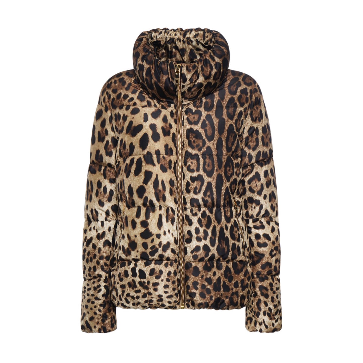 Dolce&Gabbana Leopard Print Satin Puffer Jacket