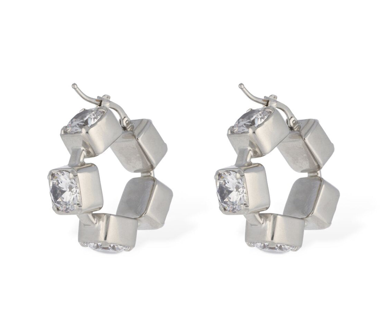 Jil Sander BW1 5 Crystal Hoop Earrings