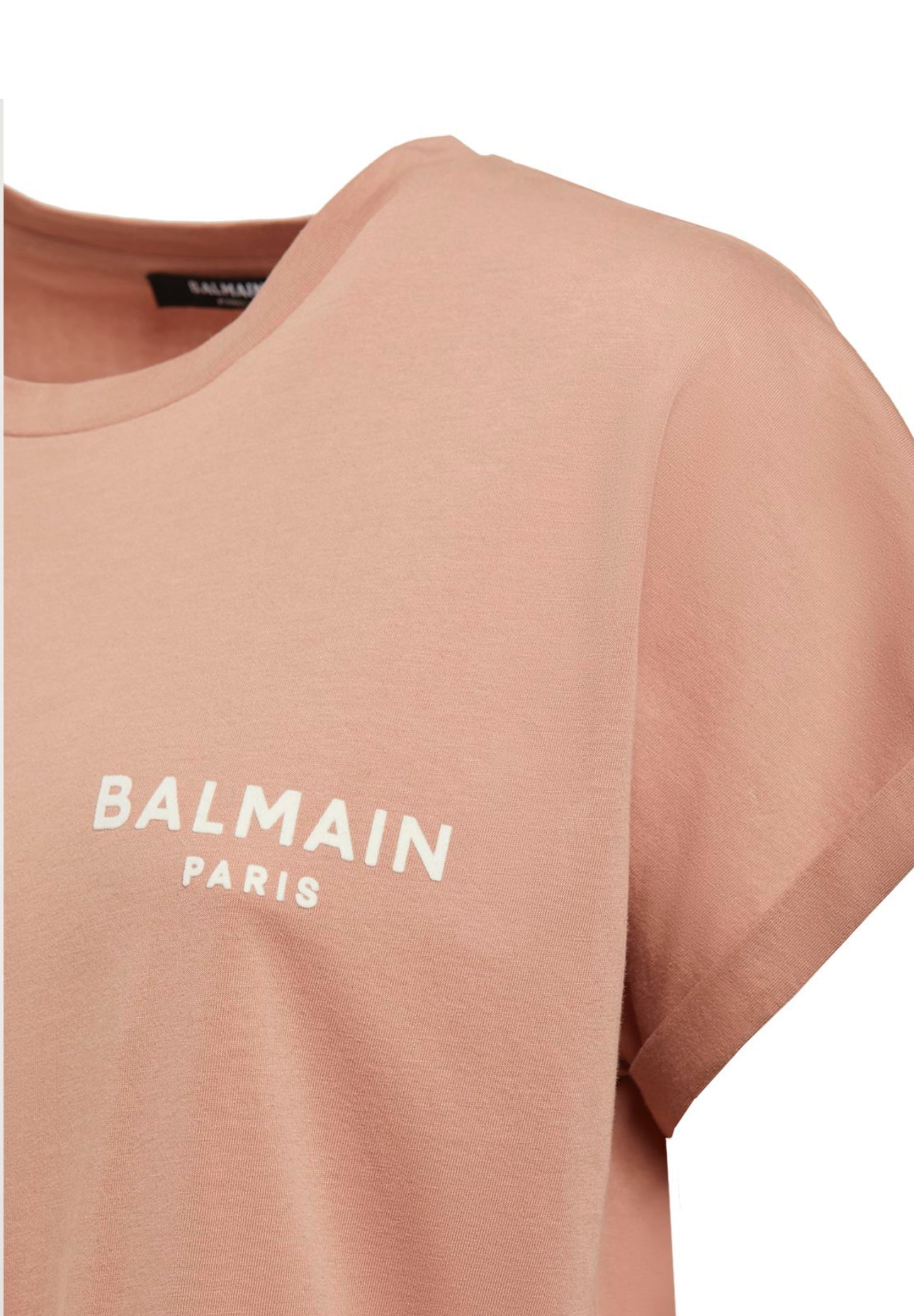 Balmain Flocked Logo Cotton Jersey T-Shirt