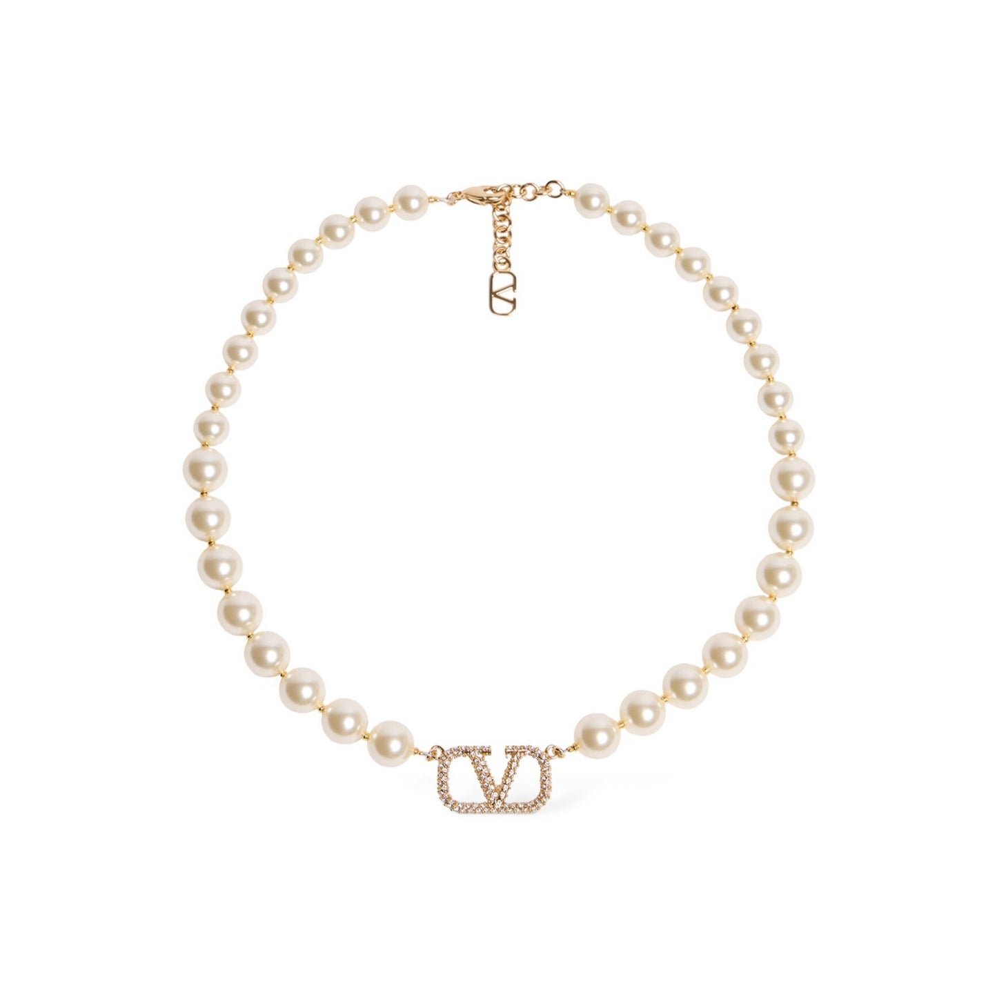 Valentino Garavani V Logo Signature Faux Pearl Necklace