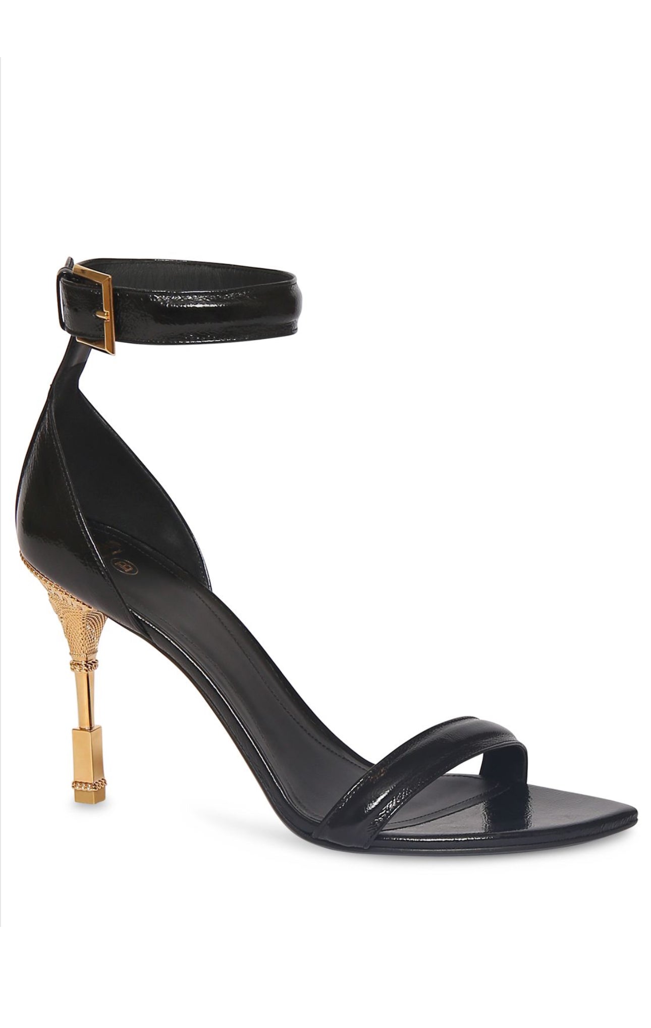 Balmain 95mm Moneta Patent Leather Sandals