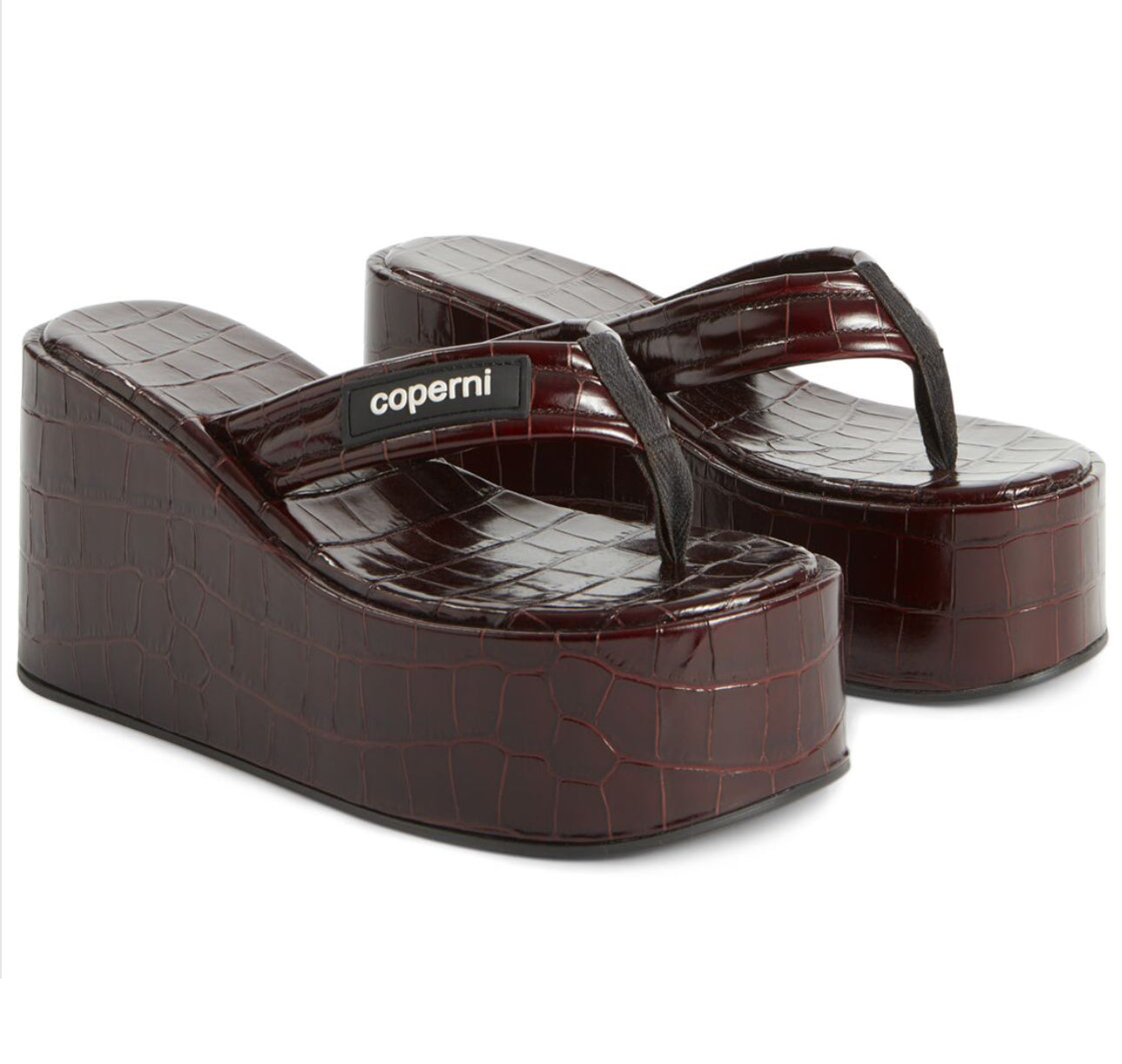 Coperni 100mm Croc Embossed Wedge Sandals