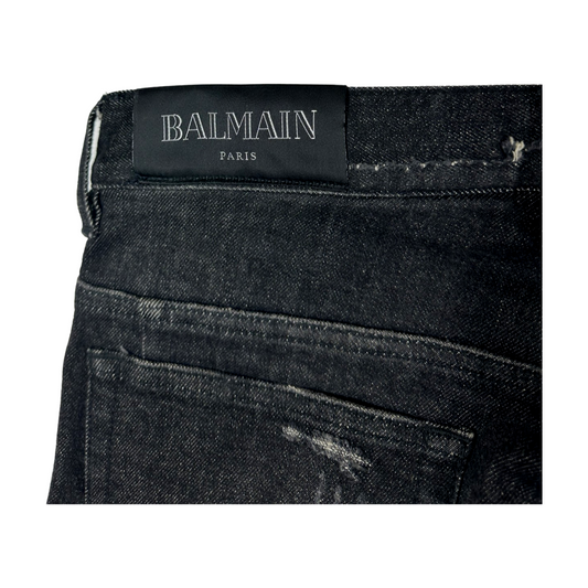 Balmain Distressed Patchwork Slim Fit Jeans