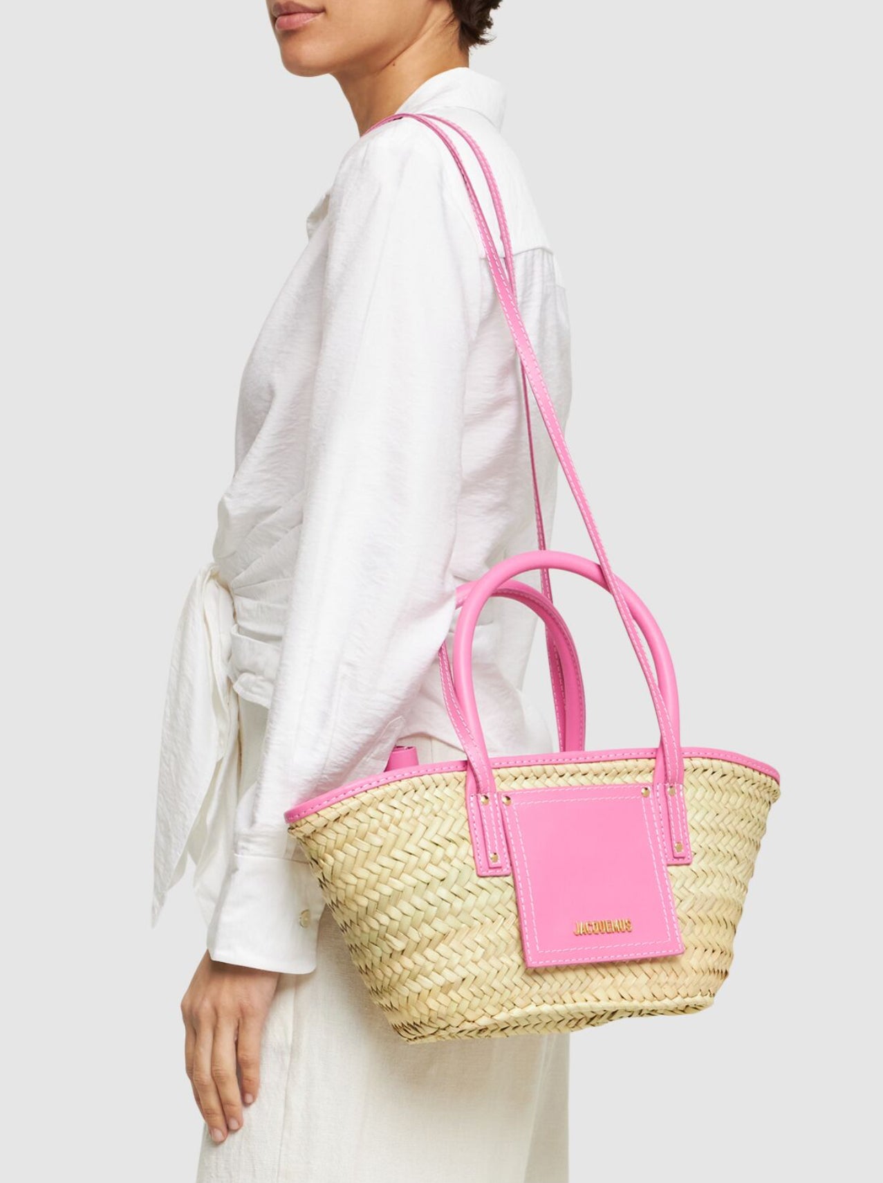 Jacquemus Le Petit Panier Soli Raffia Leather Bag