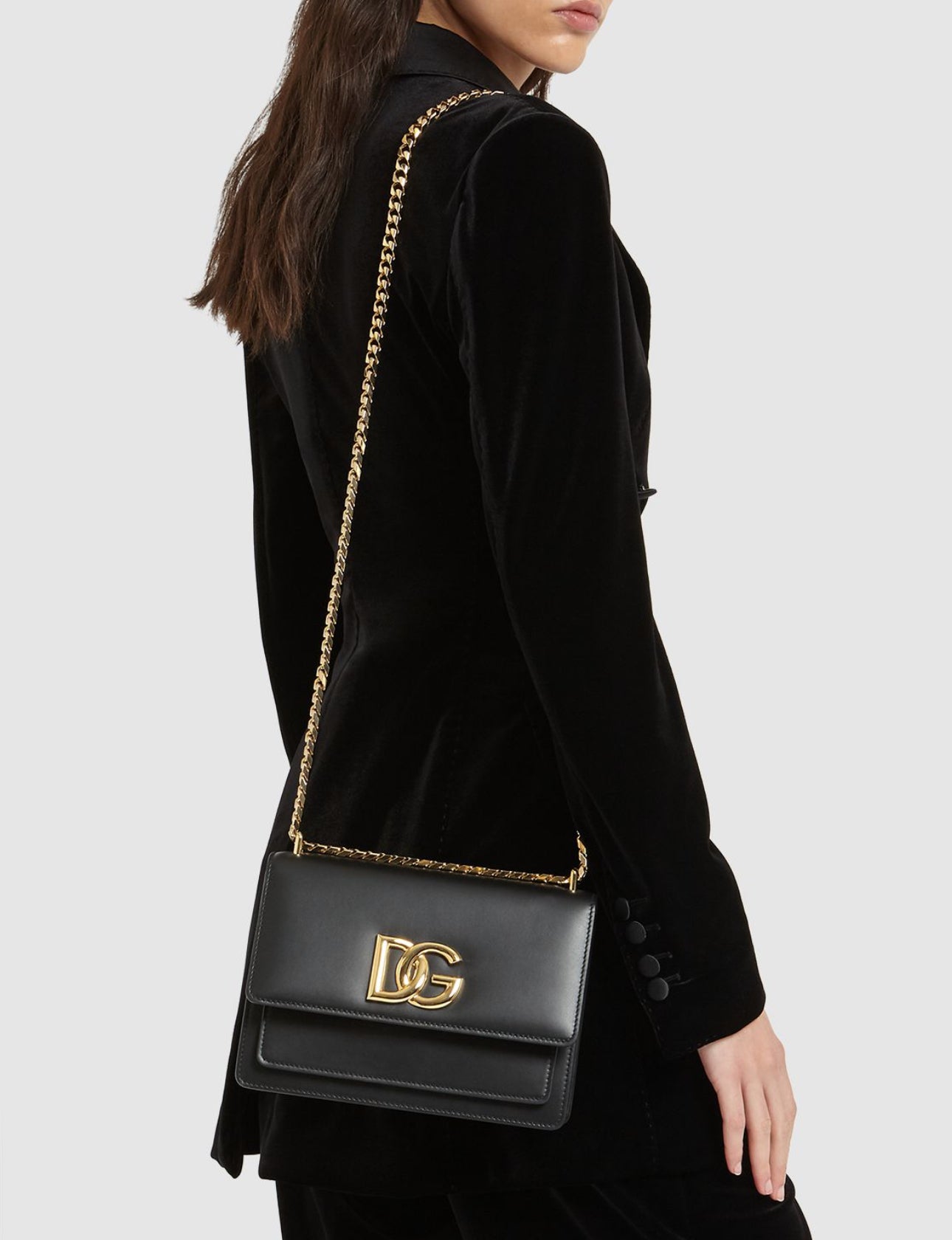 Dolce&Gabbana Logo Leather Chain Shoulder Bag