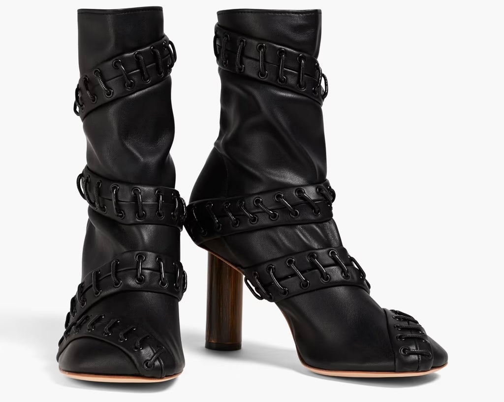 A.W.A.K.E MODE Greta Lace-up Faux Leather Ankle Boots