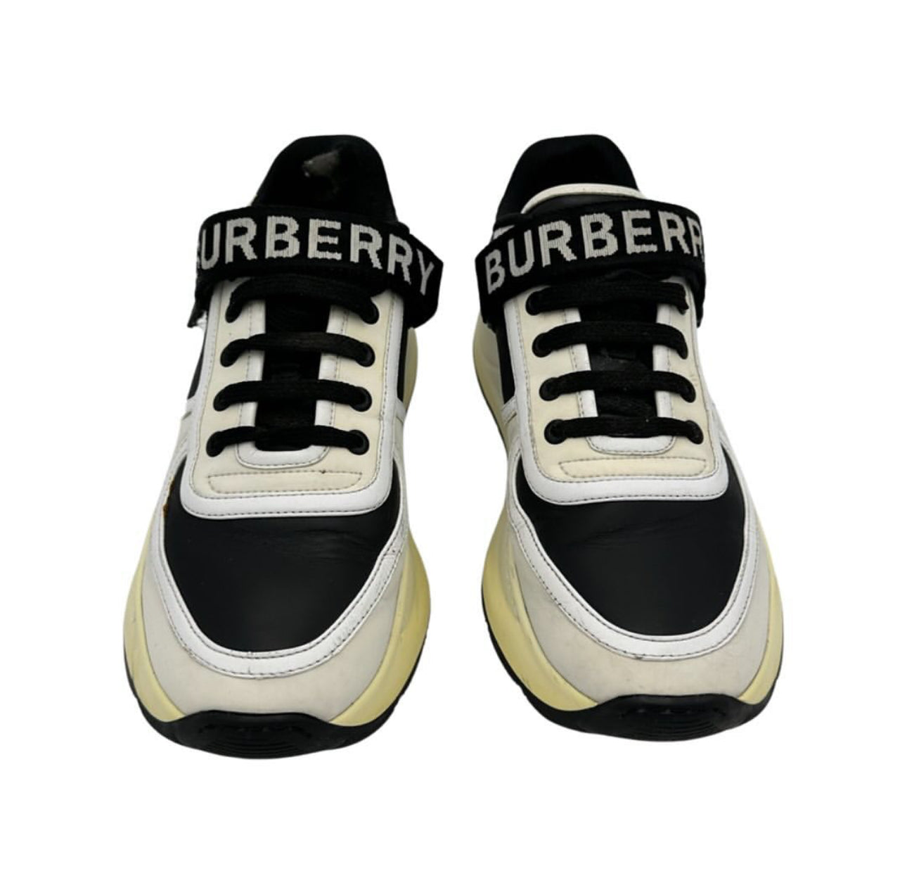 Burberry Logo Detail Leather & Nylon Sneakers