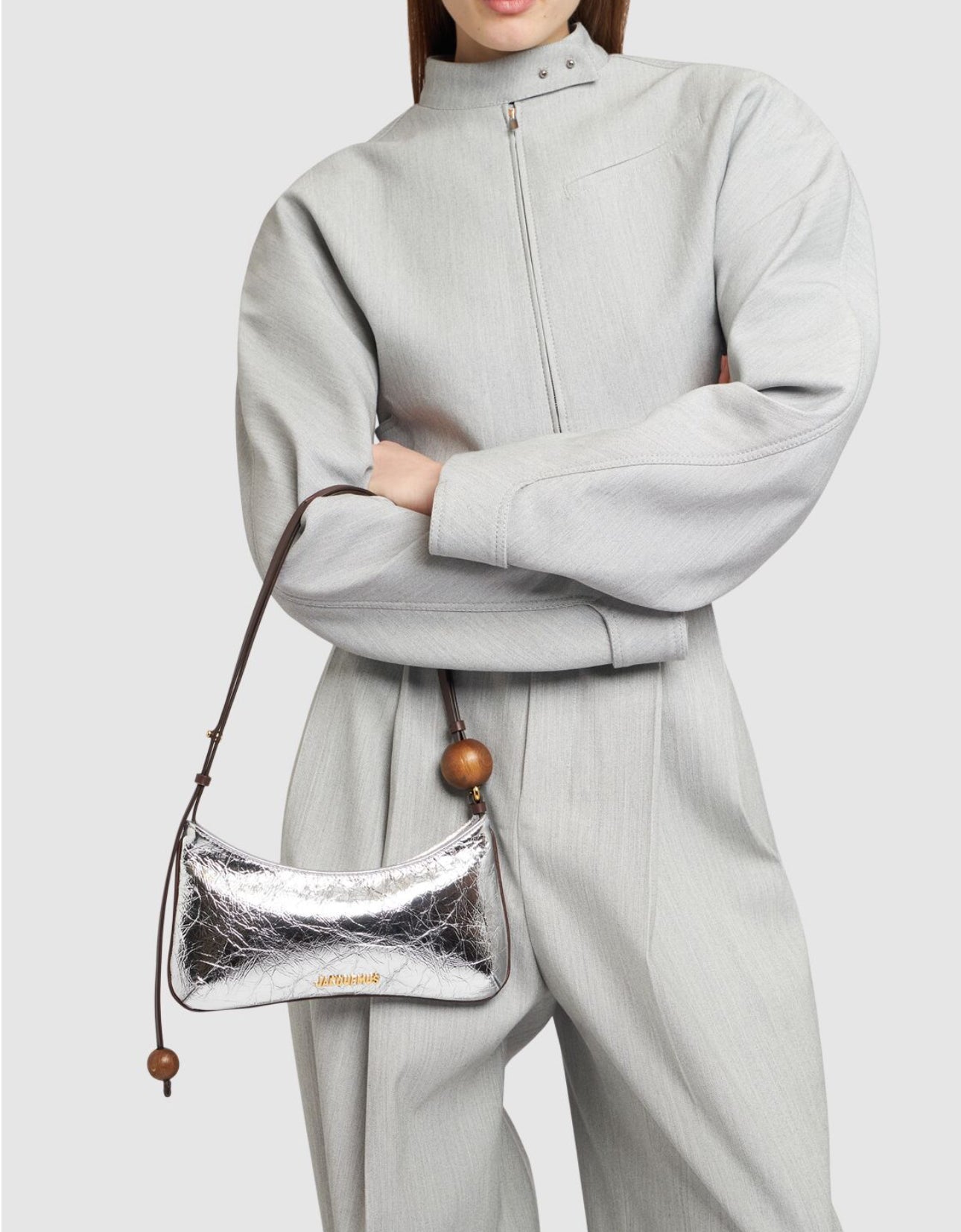 Jacquemus Le Bisou Perle Crinkled Leather Bag