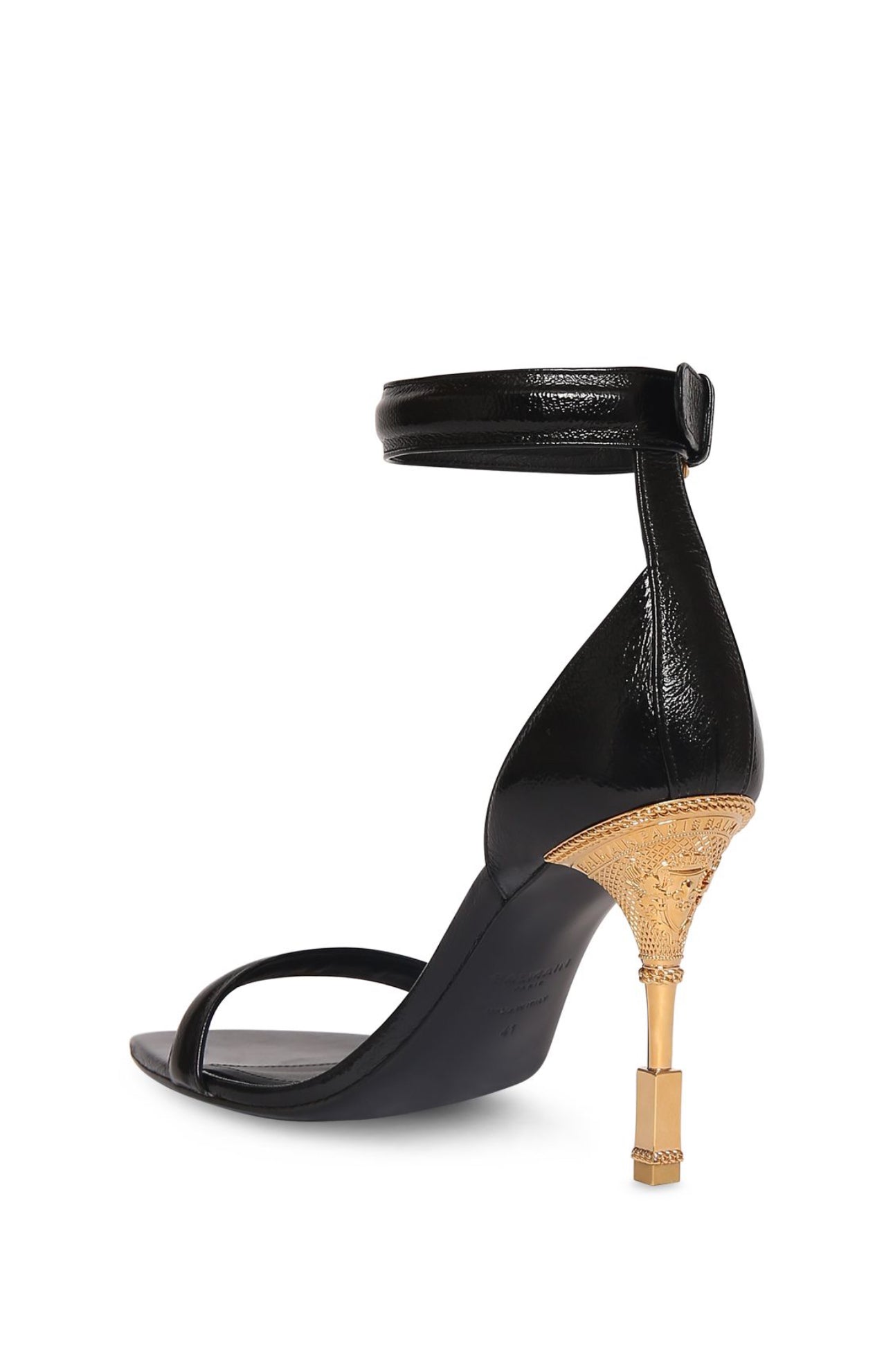 Balmain 95mm Moneta Patent Leather Sandals