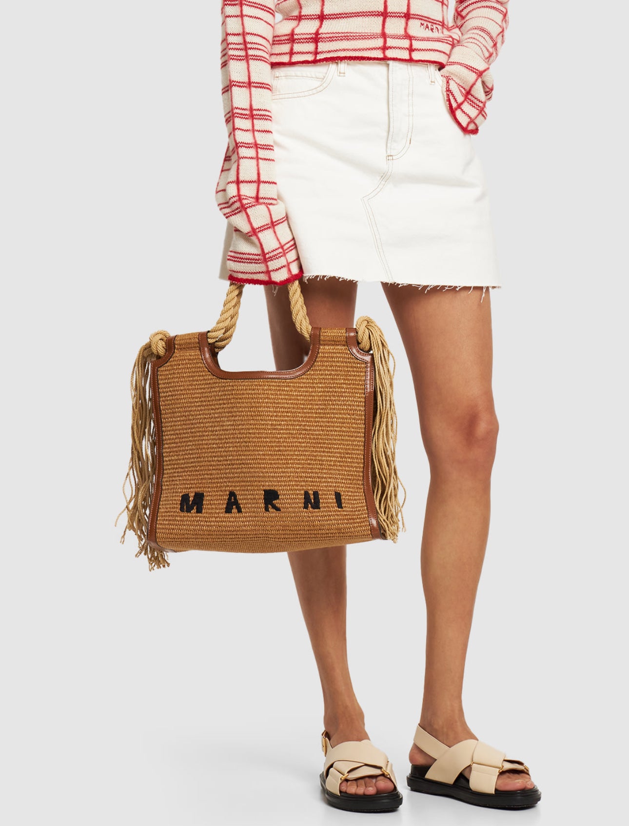 Marni Marcel Woven Cotton Blend Tote Bag