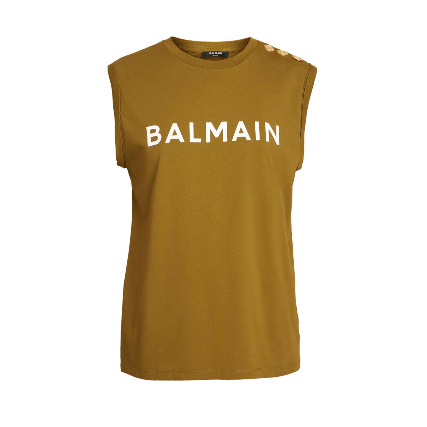 Balmain Logo Print Organic Cotton Tank Top