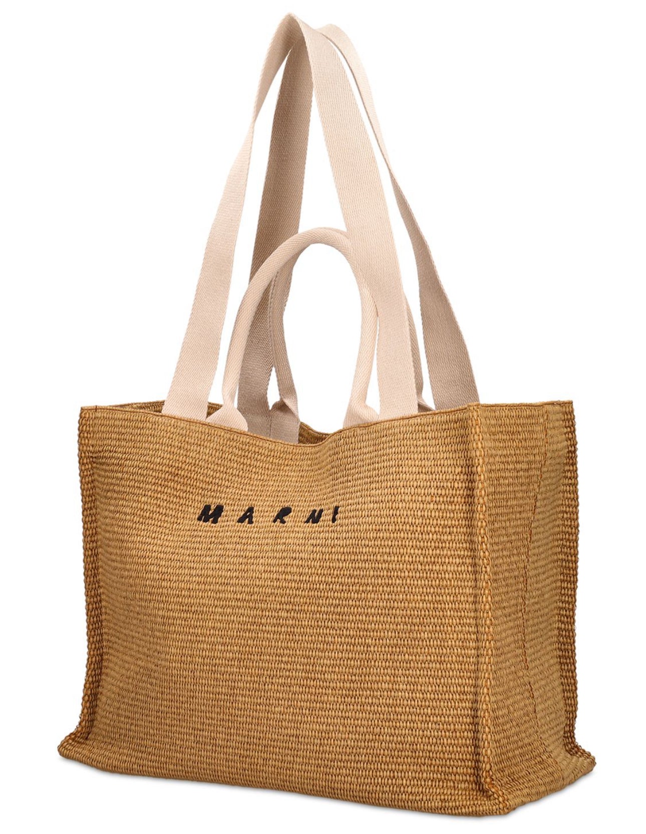 Marni Large Logo Raffia Effect Tote Bag