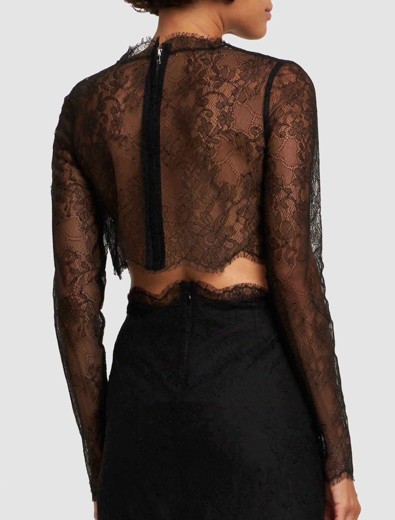 Dolce&Gabbana Chantilly Lace Long Sleeve Crop Top