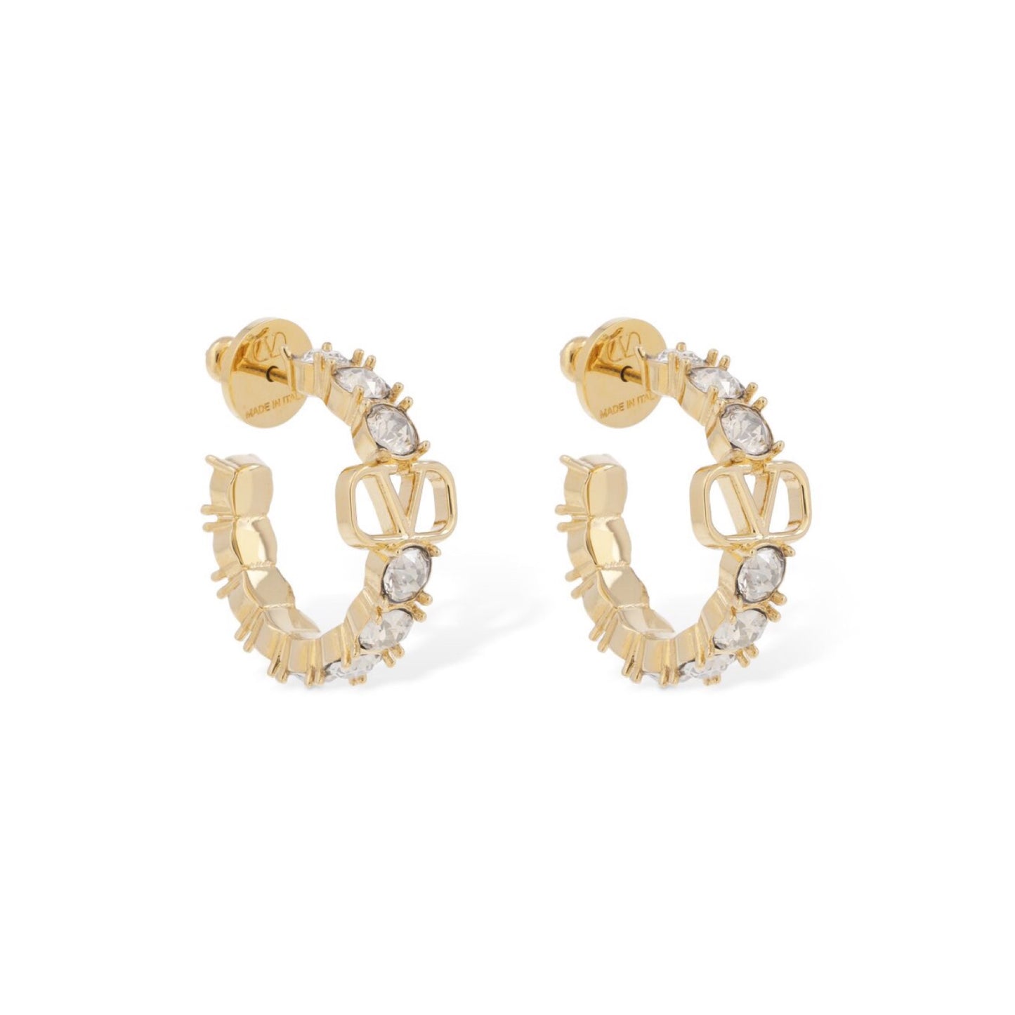 Valentino Garavani V Logo Signature Strass Hoop Earrings