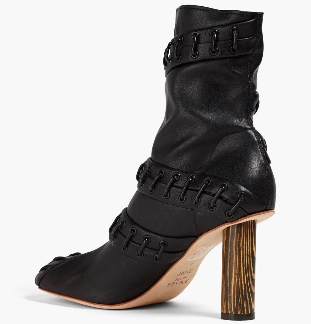 A.W.A.K.E MODE Greta Lace-up Faux Leather Ankle Boots