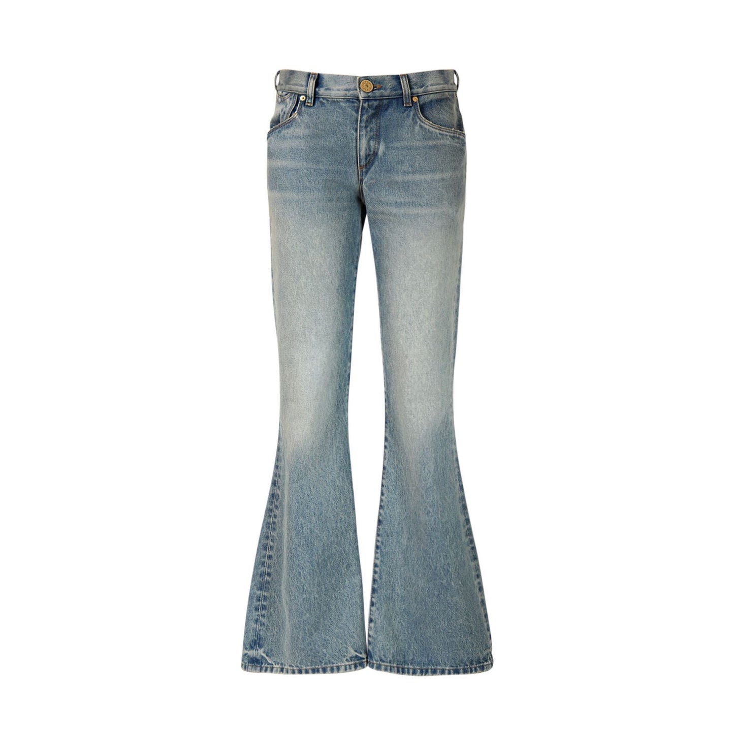 Balmain Western Crop Flared Denim Jeans