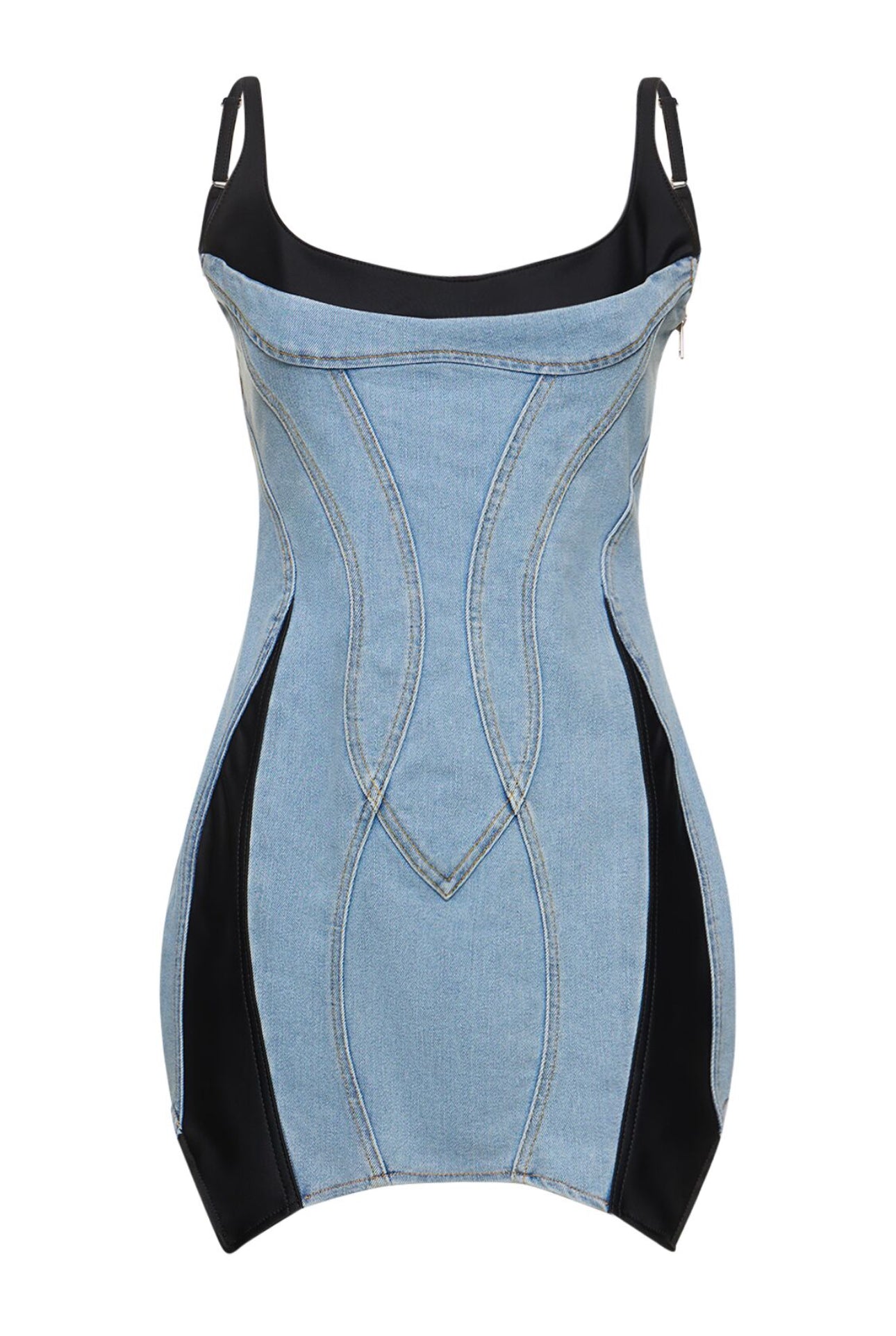 Mugler Denim & Jersey Mini Dress