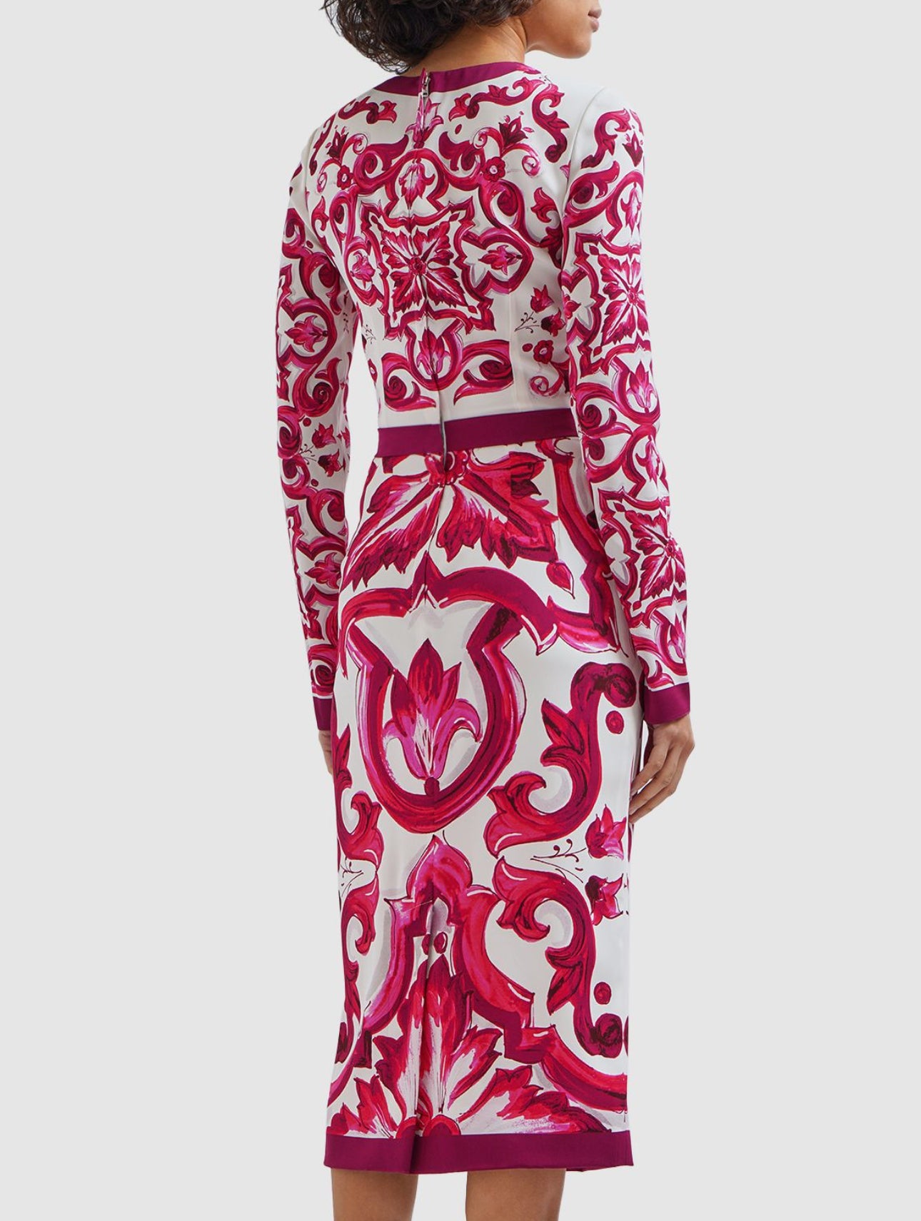 Dolce&Gabbana Maiolica Print Silk Midi Dress