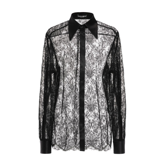 Dolce&Gabbana Chantilly Sheer Satin & Lace Shirt