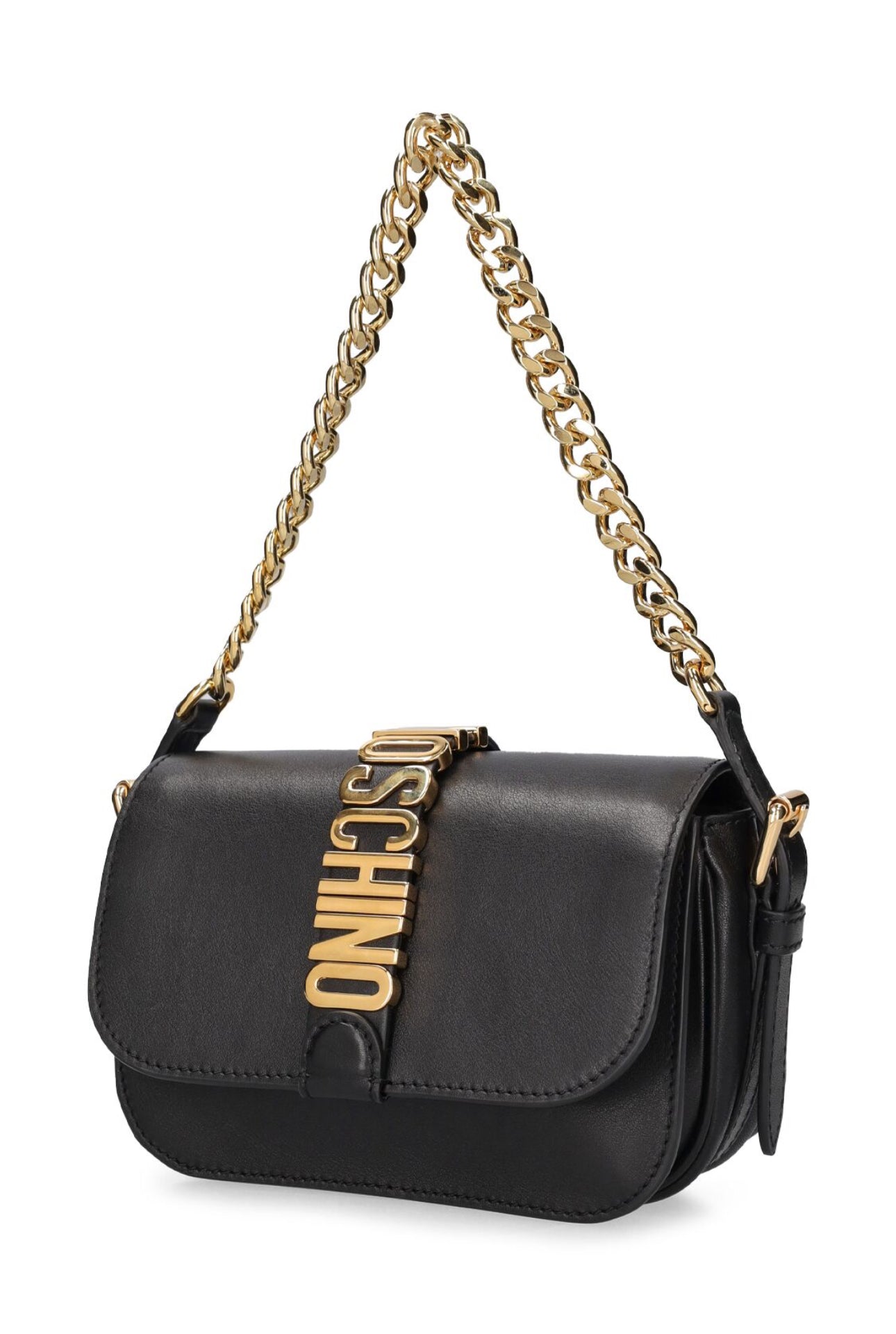 Moschino Logo Leather Shoulder Bag