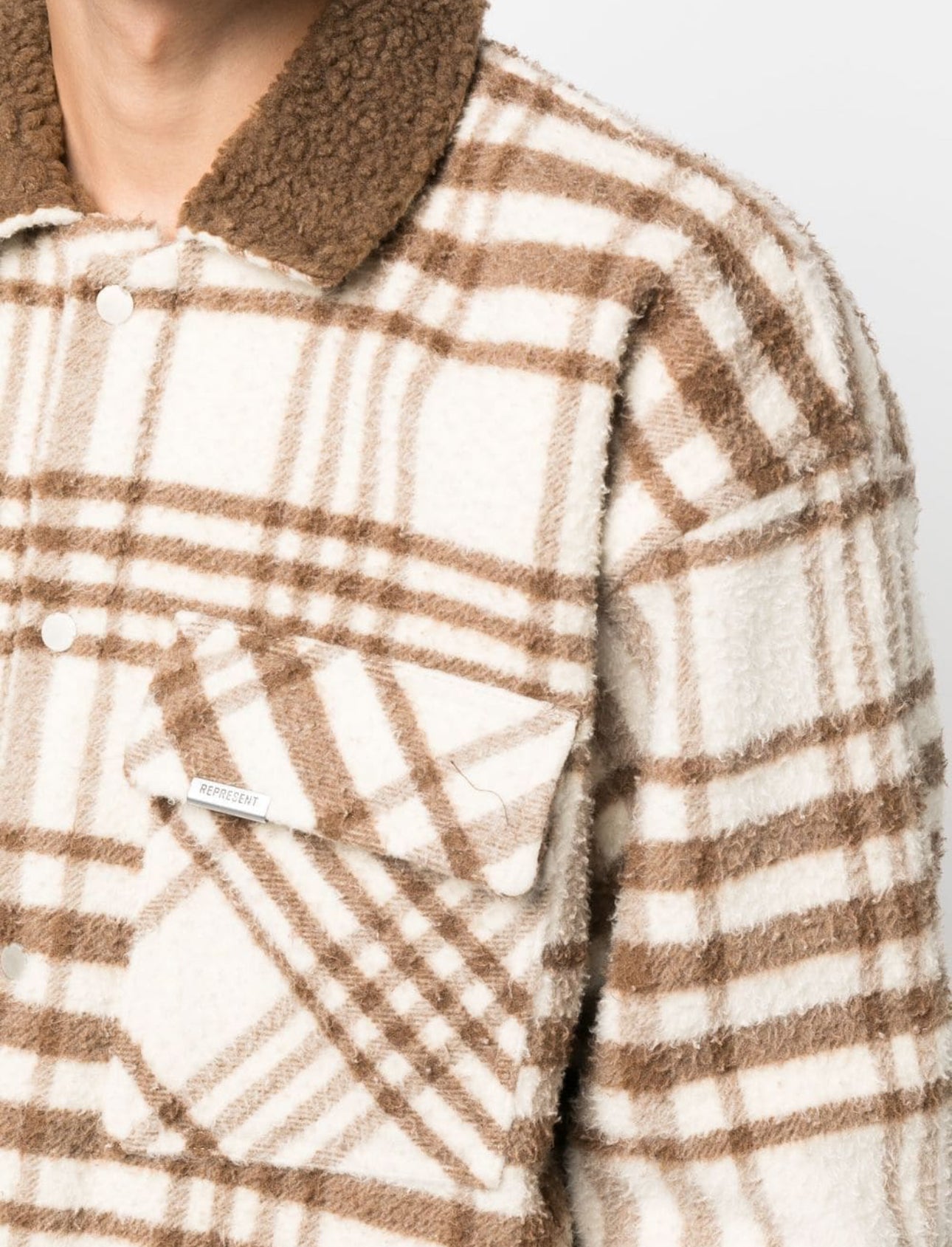 Represent Beige Check Pattern Jacket