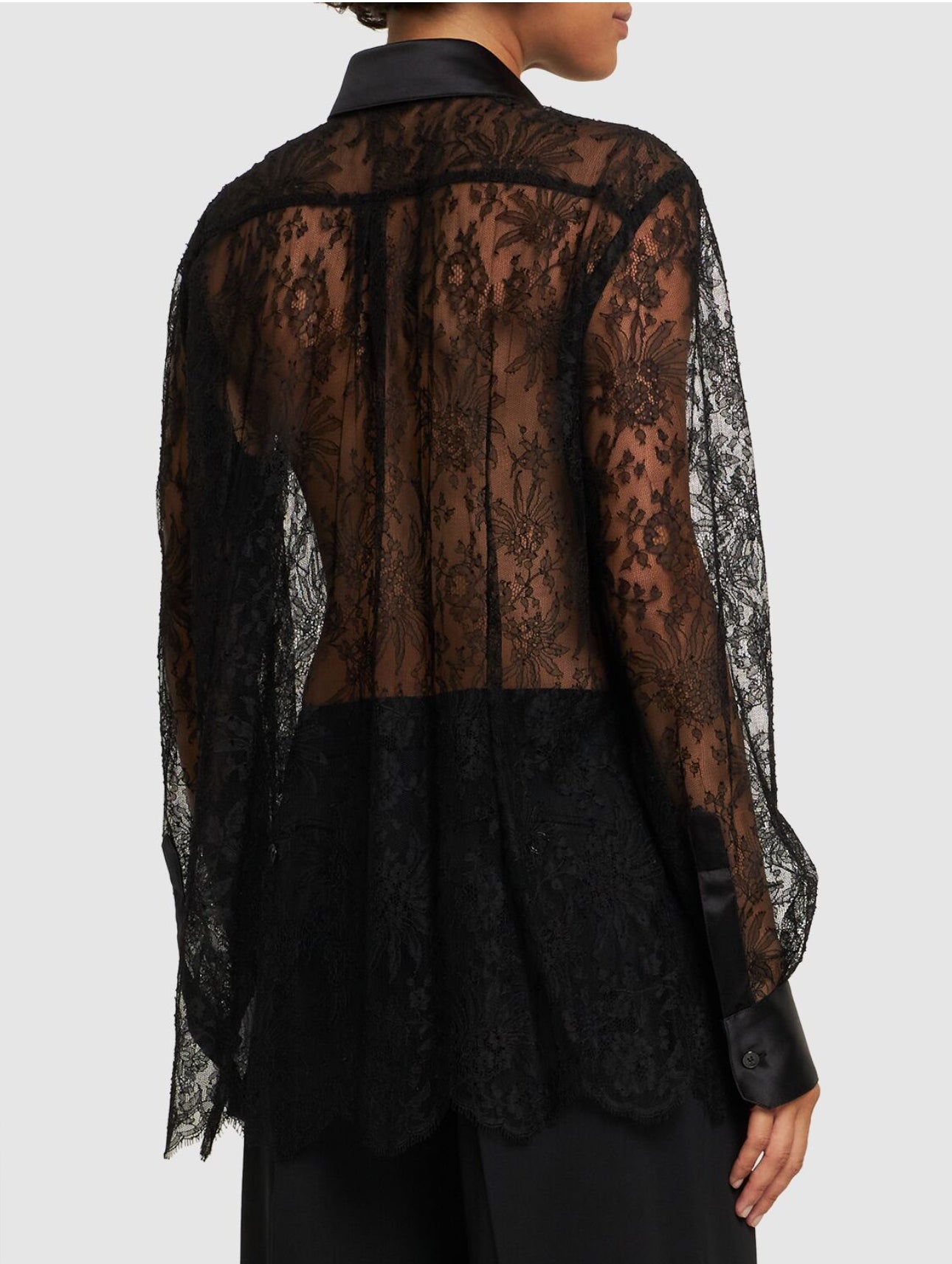 Dolce&Gabbana Chantilly Sheer Satin & Lace Shirt