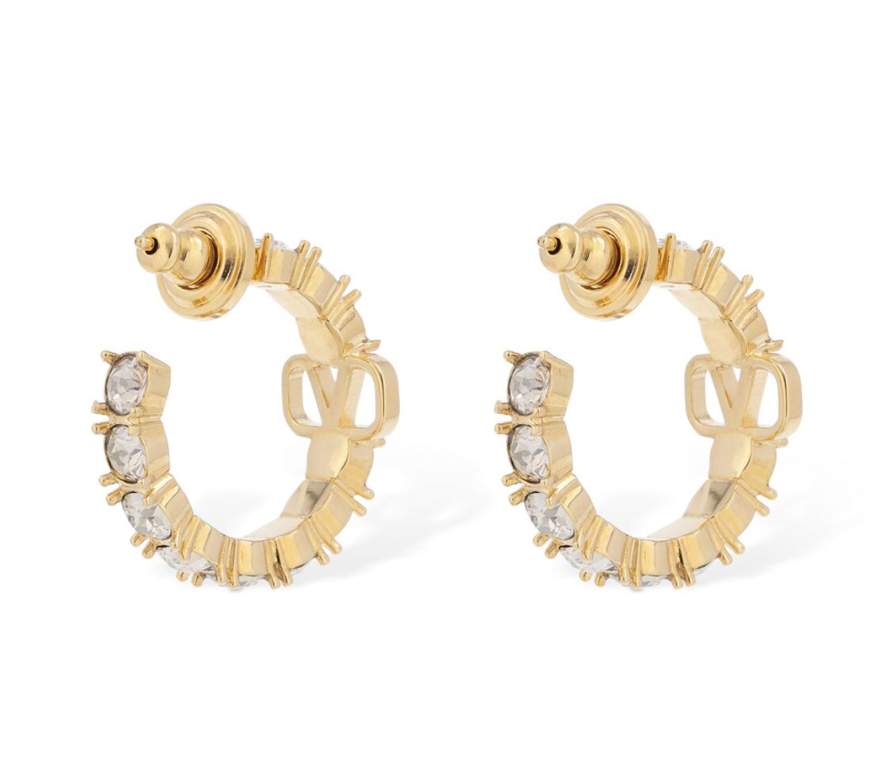 Valentino Garavani V Logo Signature Strass Hoop Earrings