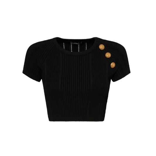 Balmain Embellished Knit Crop Top