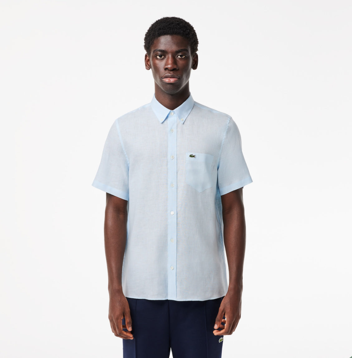 Lacoste Men’s Short Sleeve Linen Shirt