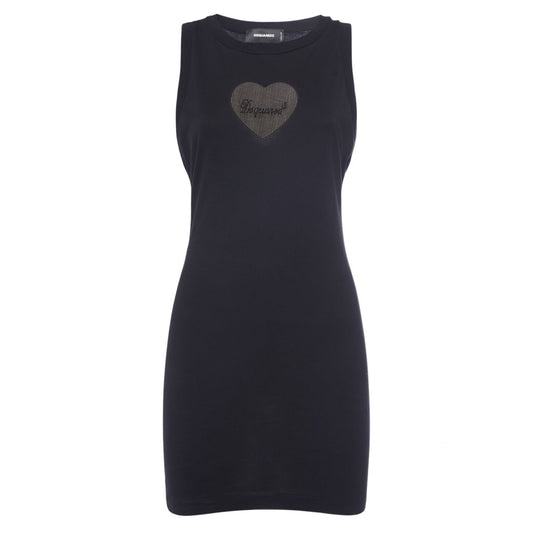 Dsquared2 Cotton Jersey Mini Dress W/Logo Heart