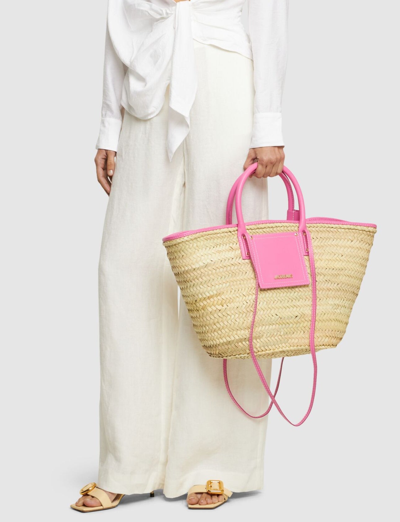 Jacquemus Le Panier Soli Raffia & Leather Tote Bag