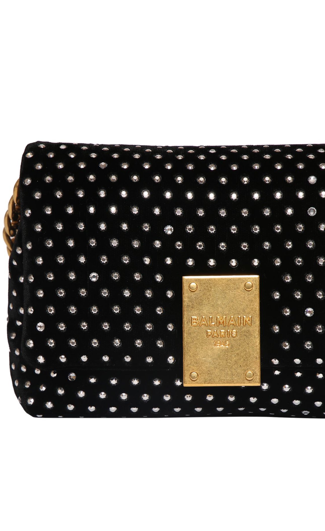 Balmain Mini 1945 Embellished Velvet Bag