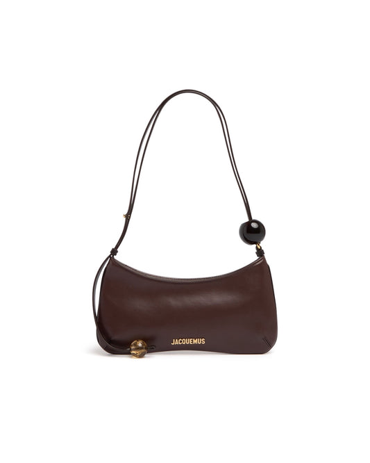 Jacquemus Le Bisou Perle Leather Shoulder Bag Brown