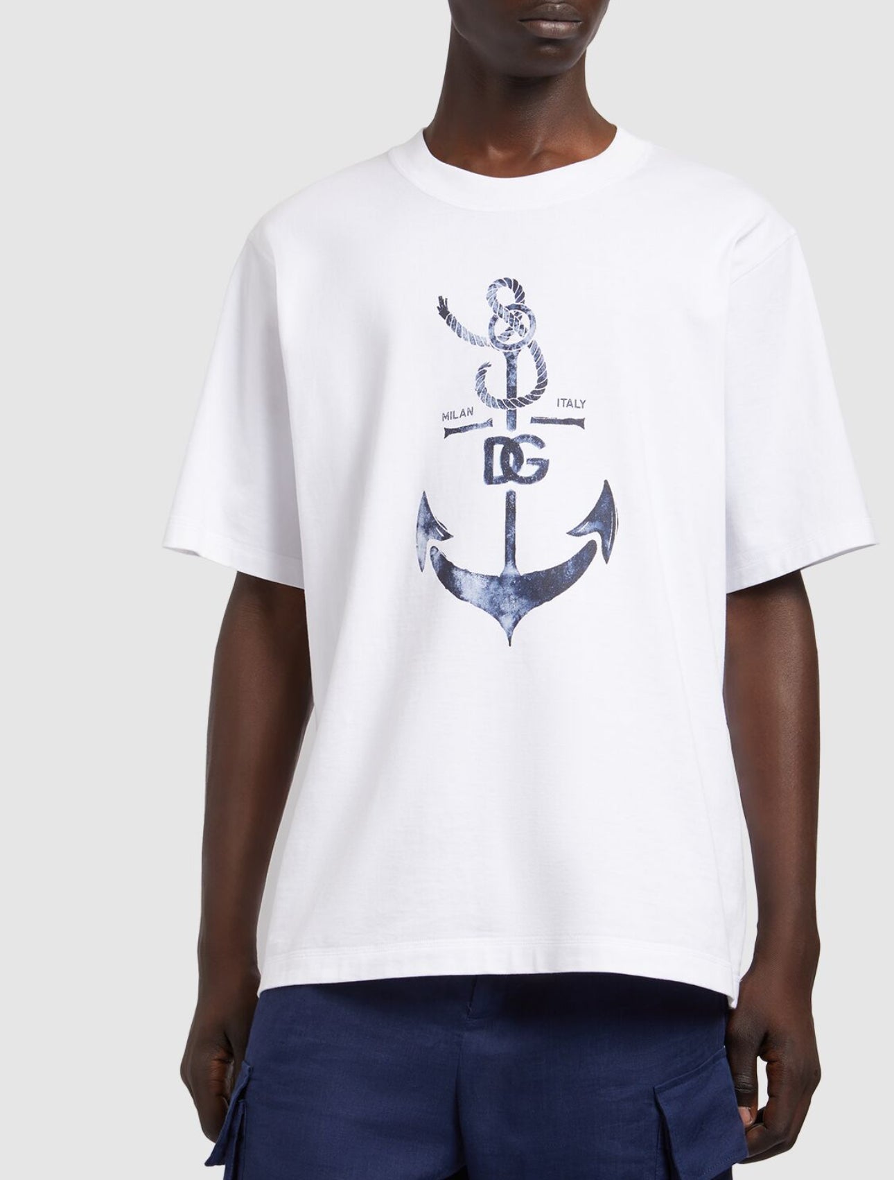 Dolce & Gabbana Anchor Printed Cotton Jersey T-shirt