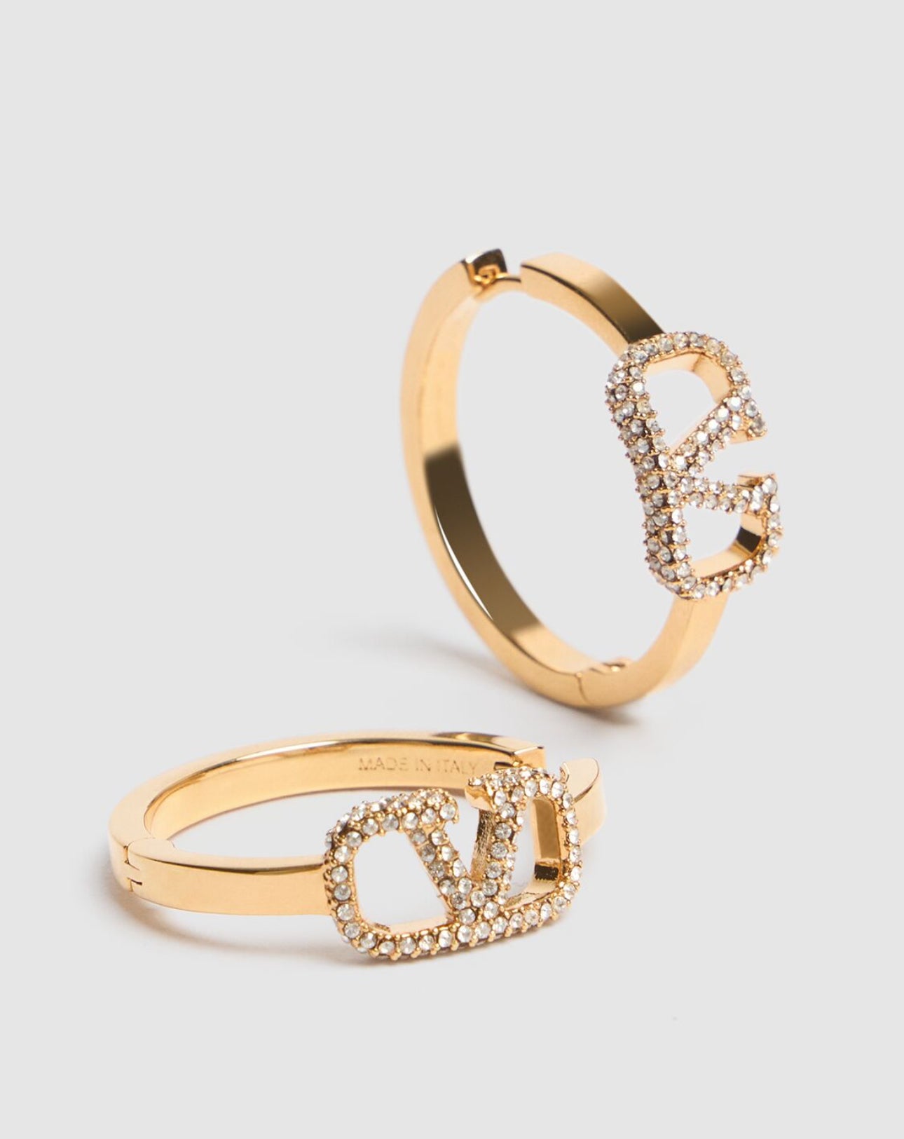 Valentino Garavani V Logo Signature Strass Hoop Earrings