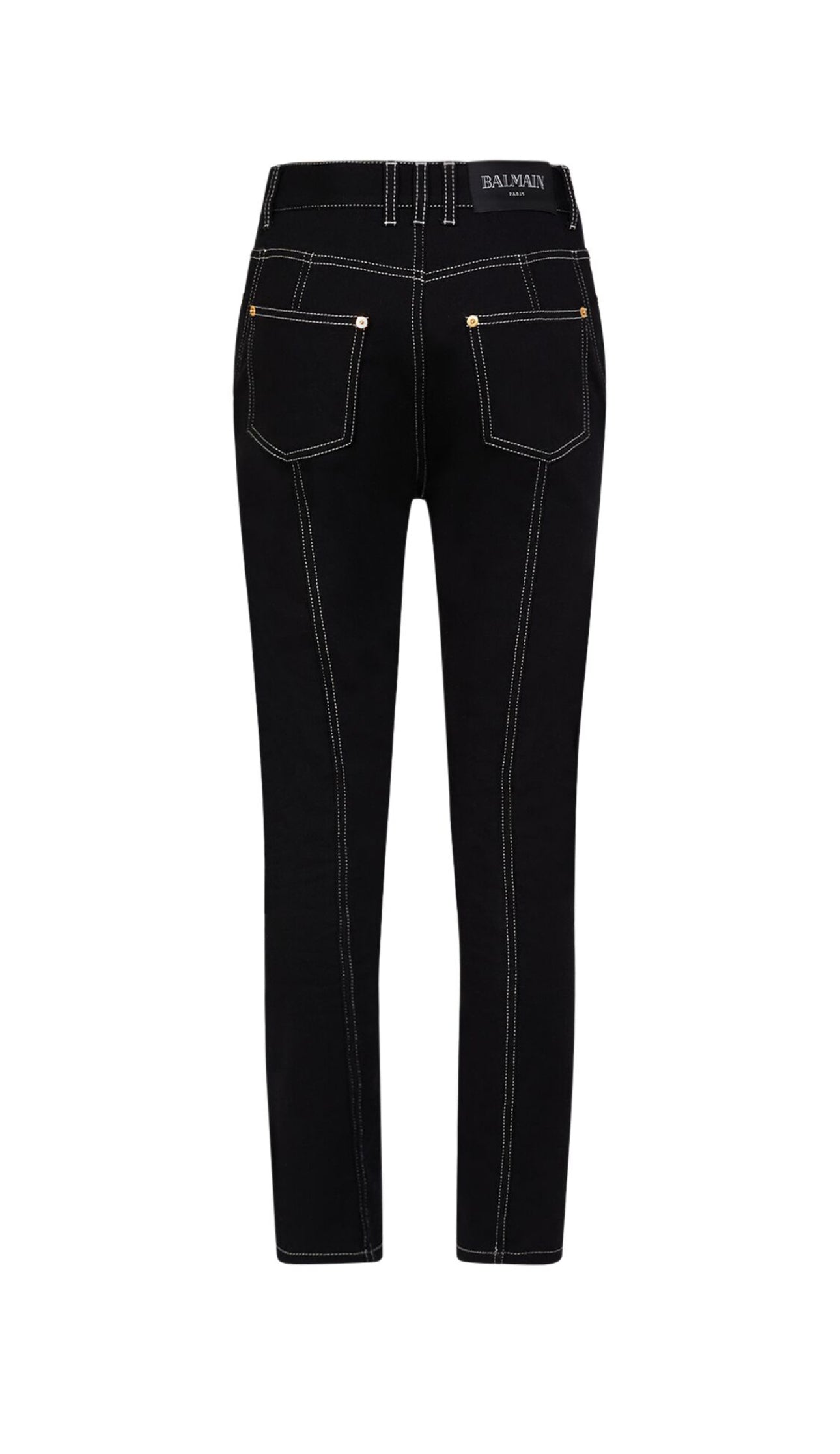 Balmain 5-Pocket Grid Denim Skinny Jeans