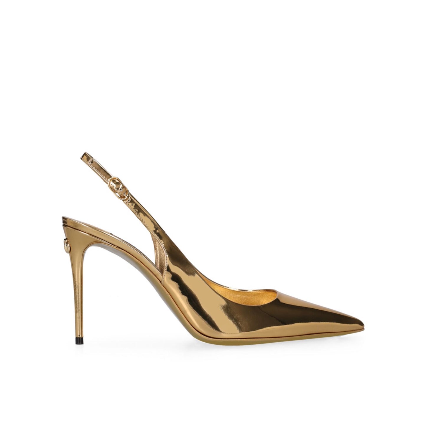 Dolce&Gabbana 90mm Lollo Laminated Leather Slingbacks