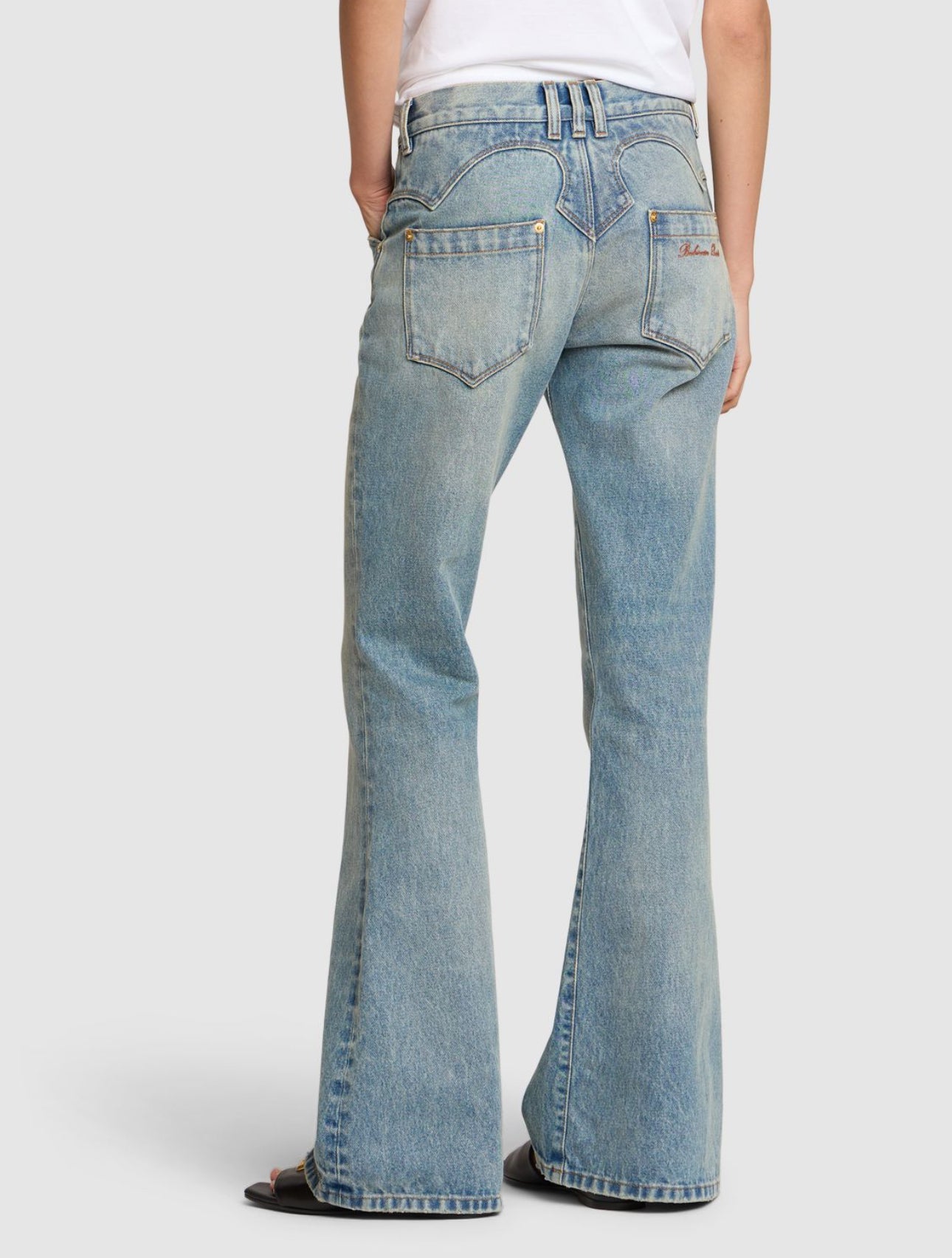 Balmain Western Crop Flared Denim Jeans